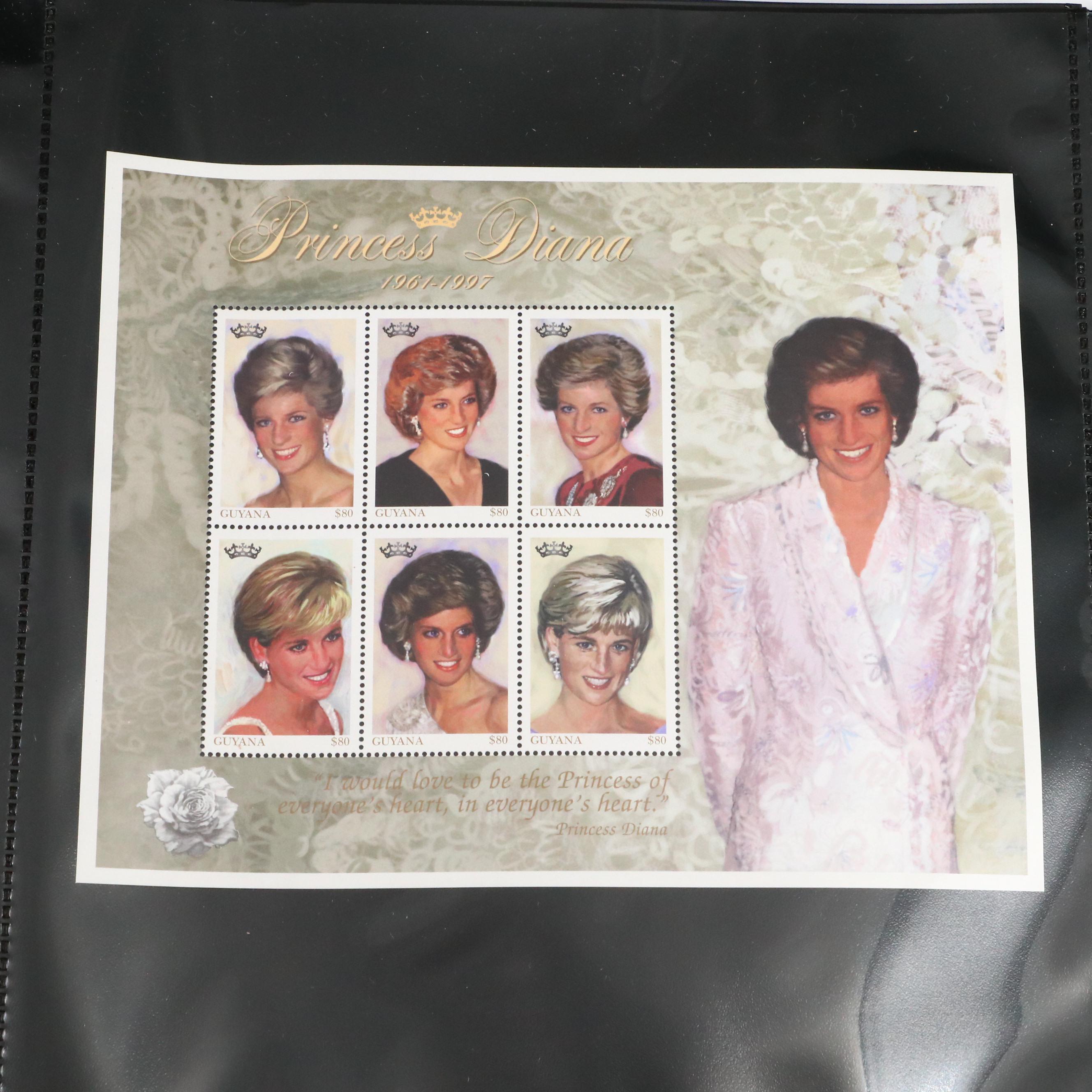 Princess Diana Plate Block Stamps and Postal Covers with U.S. Postal Covers