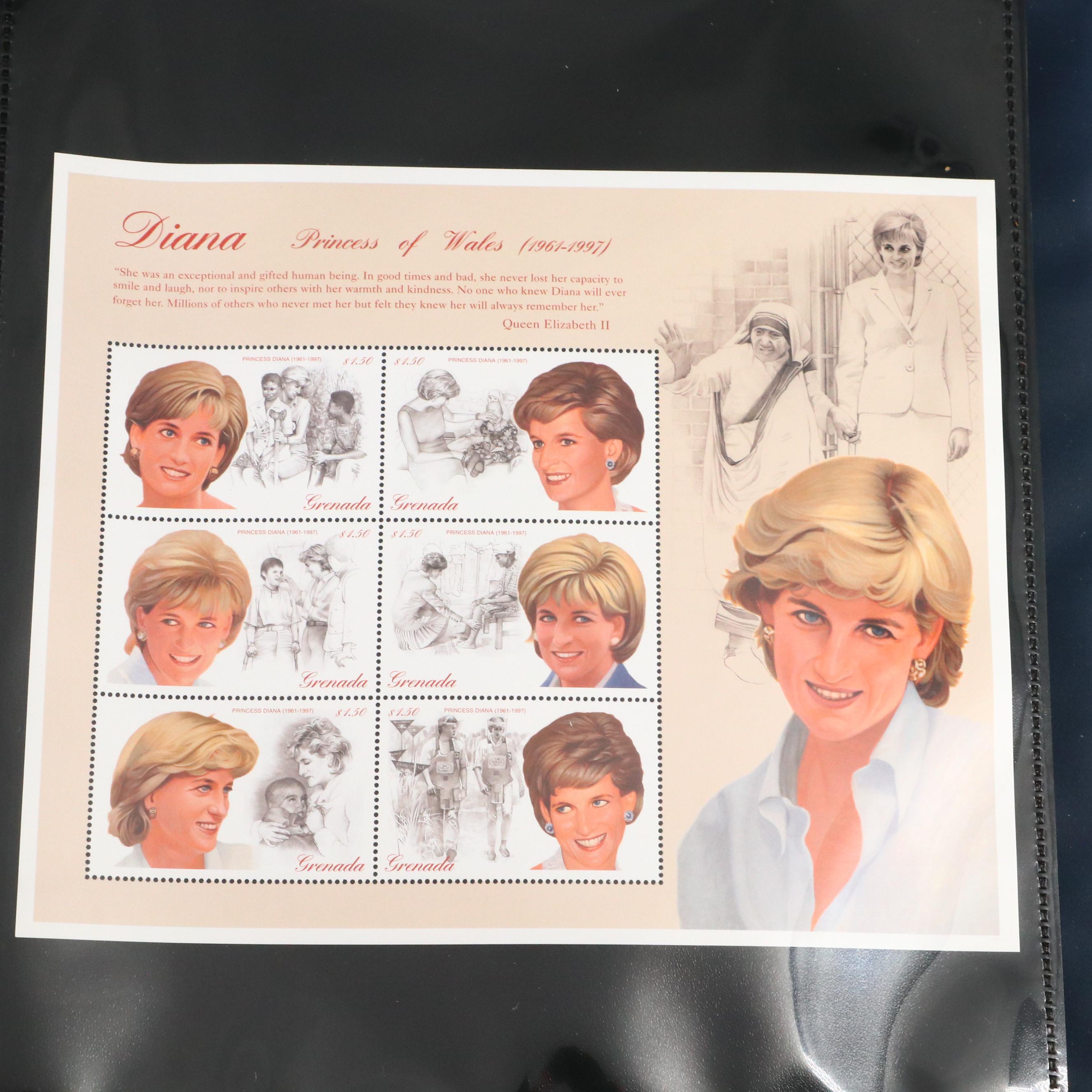 Princess Diana Plate Block Stamps and Postal Covers with U.S. Postal Covers