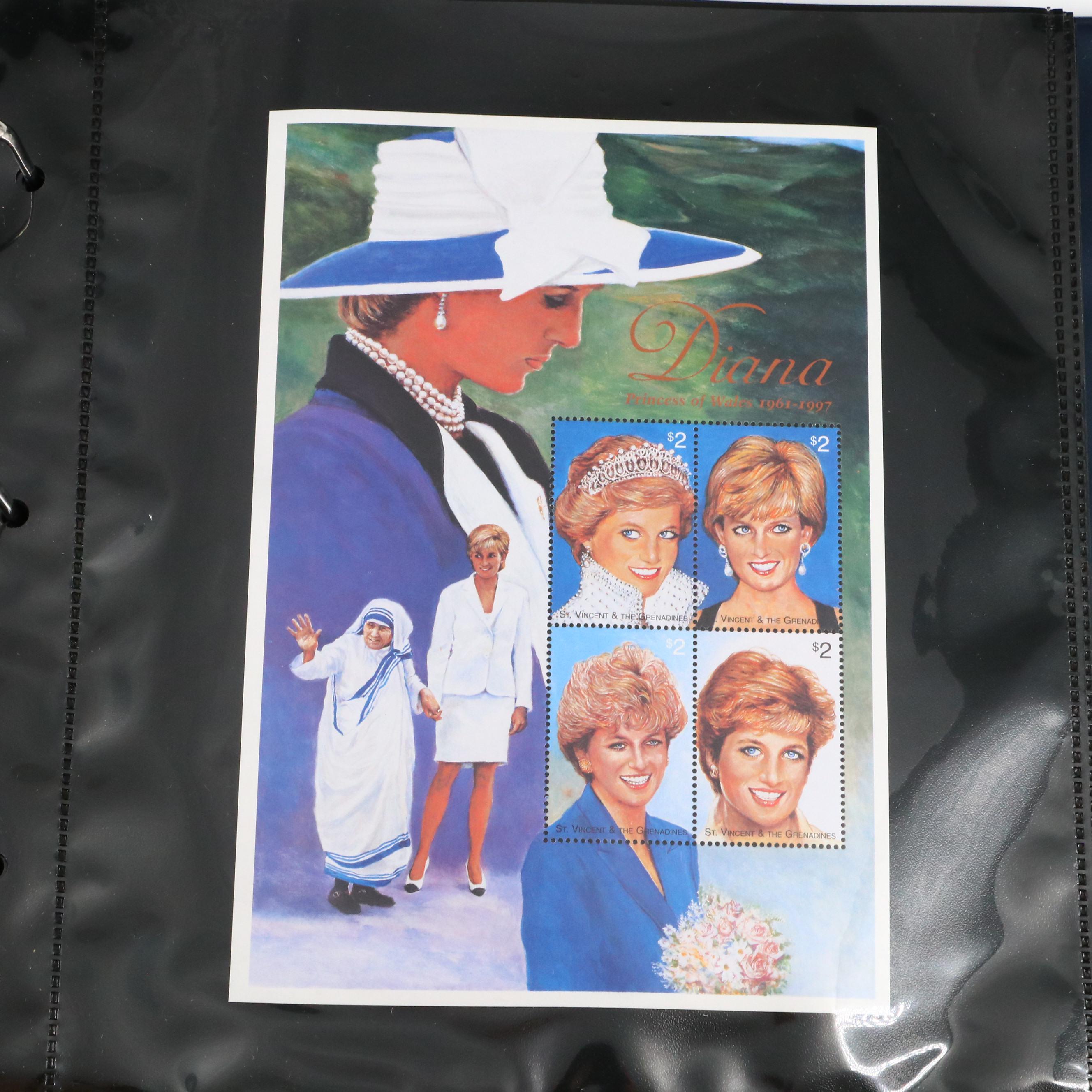 Princess Diana Plate Block Stamps and Postal Covers with U.S. Postal Covers