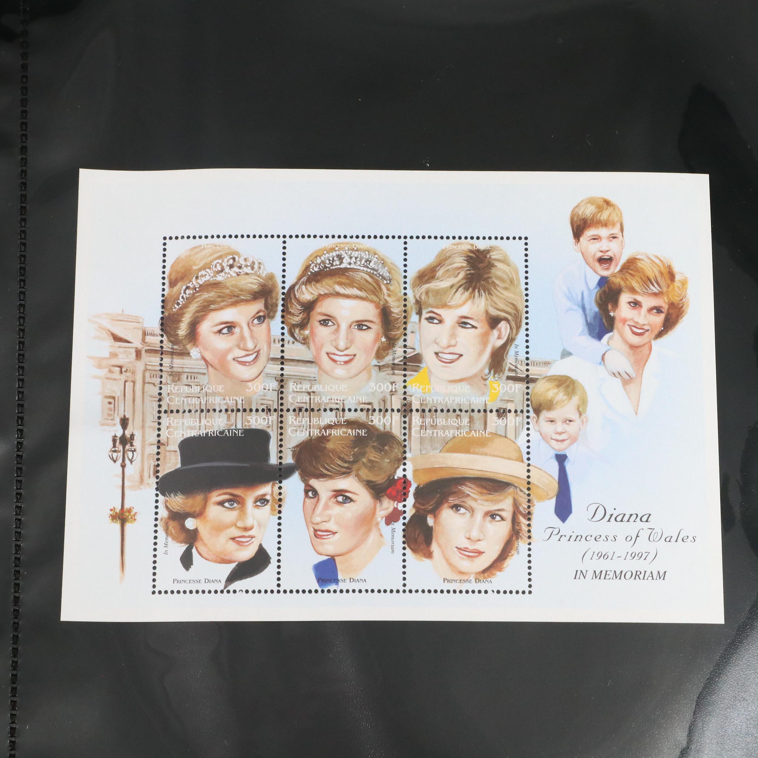 Princess Diana Plate Block Stamps and Postal Covers with U.S. Postal Covers