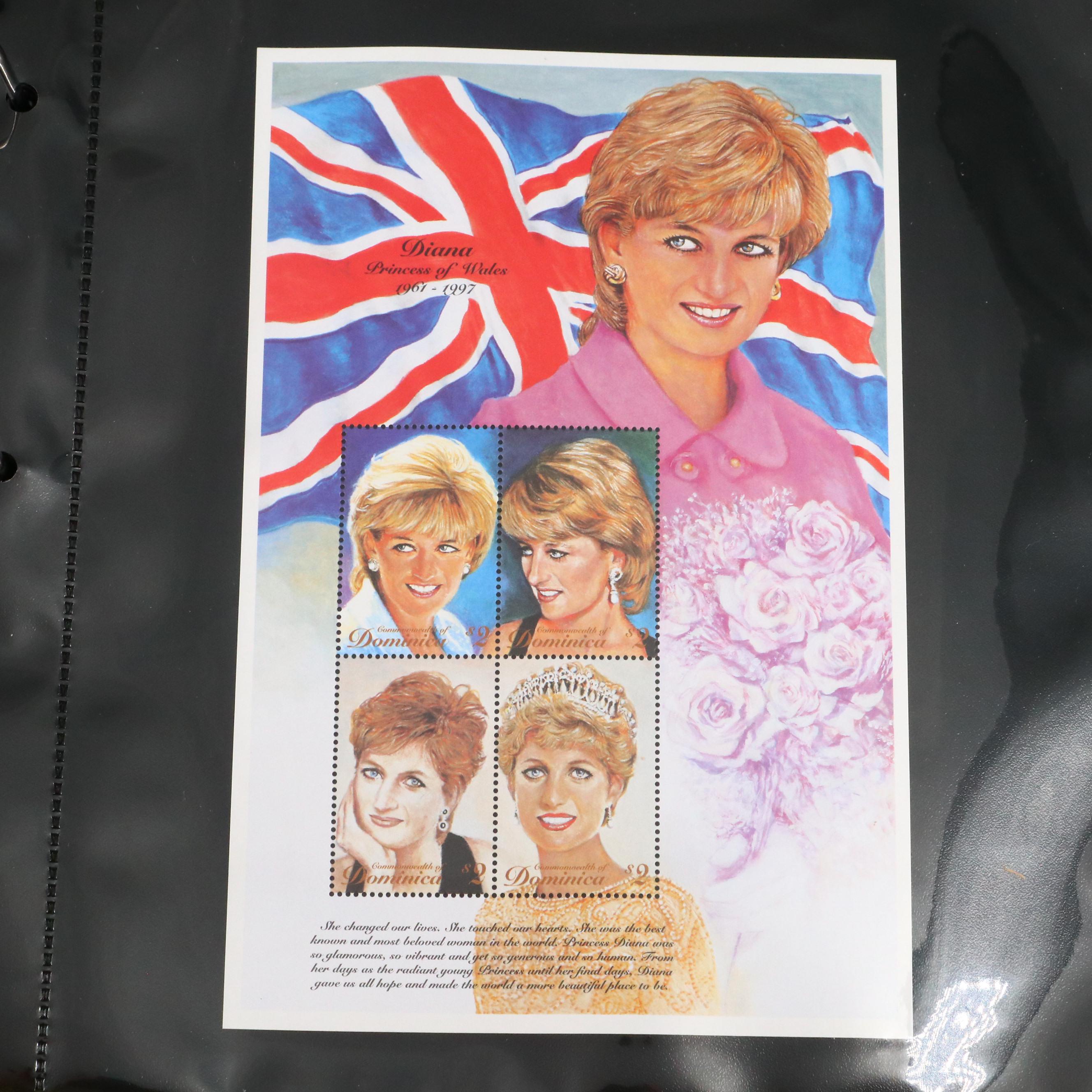Princess Diana Plate Block Stamps and Postal Covers with U.S. Postal Covers