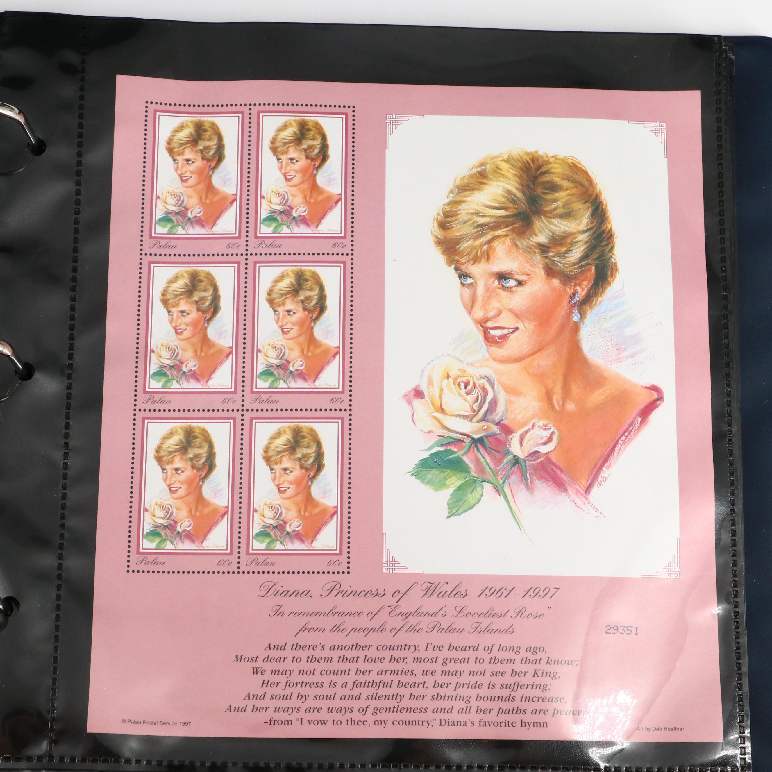 Princess Diana Plate Block Stamps and Postal Covers with U.S. Postal Covers