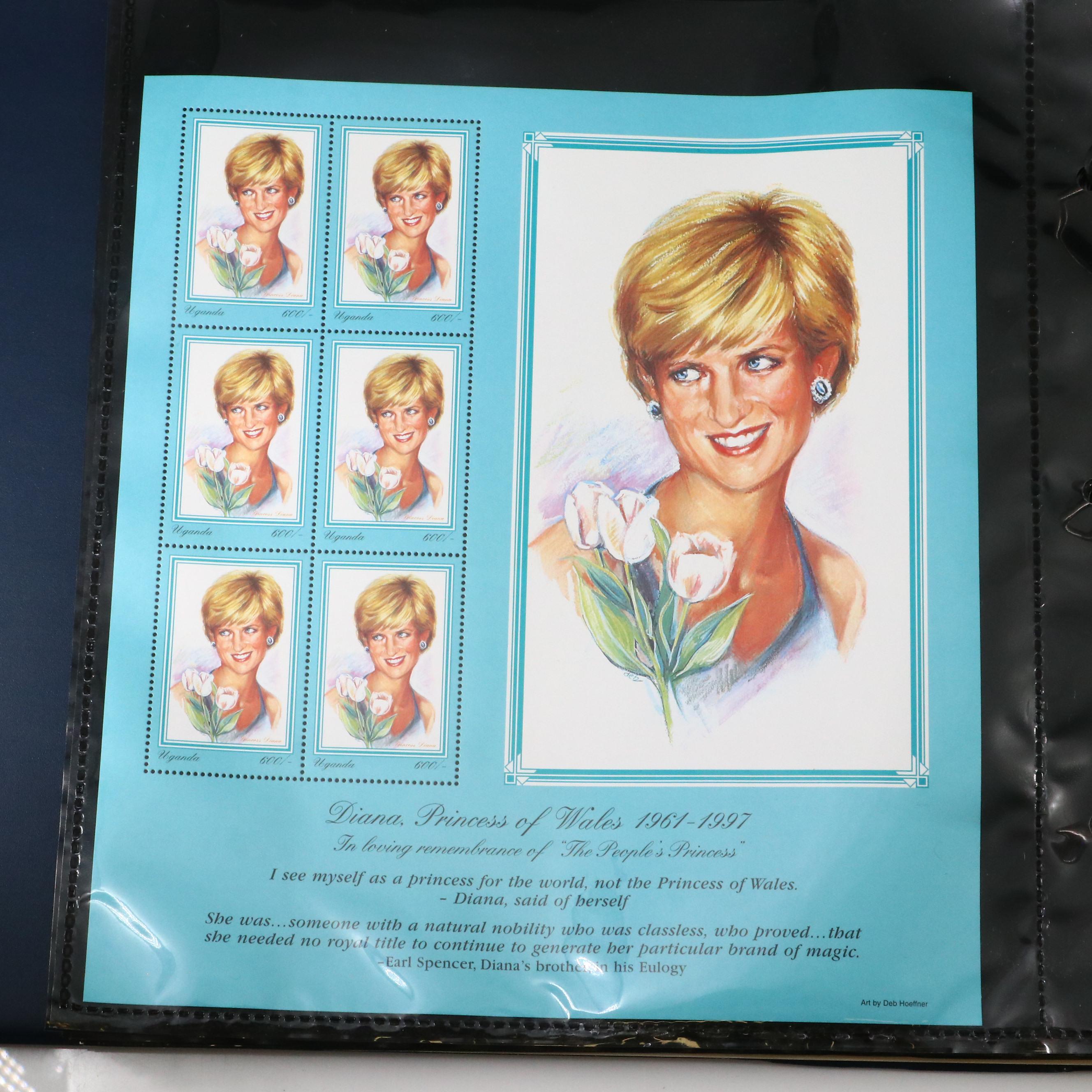 Princess Diana Plate Block Stamps and Postal Covers with U.S. Postal Covers