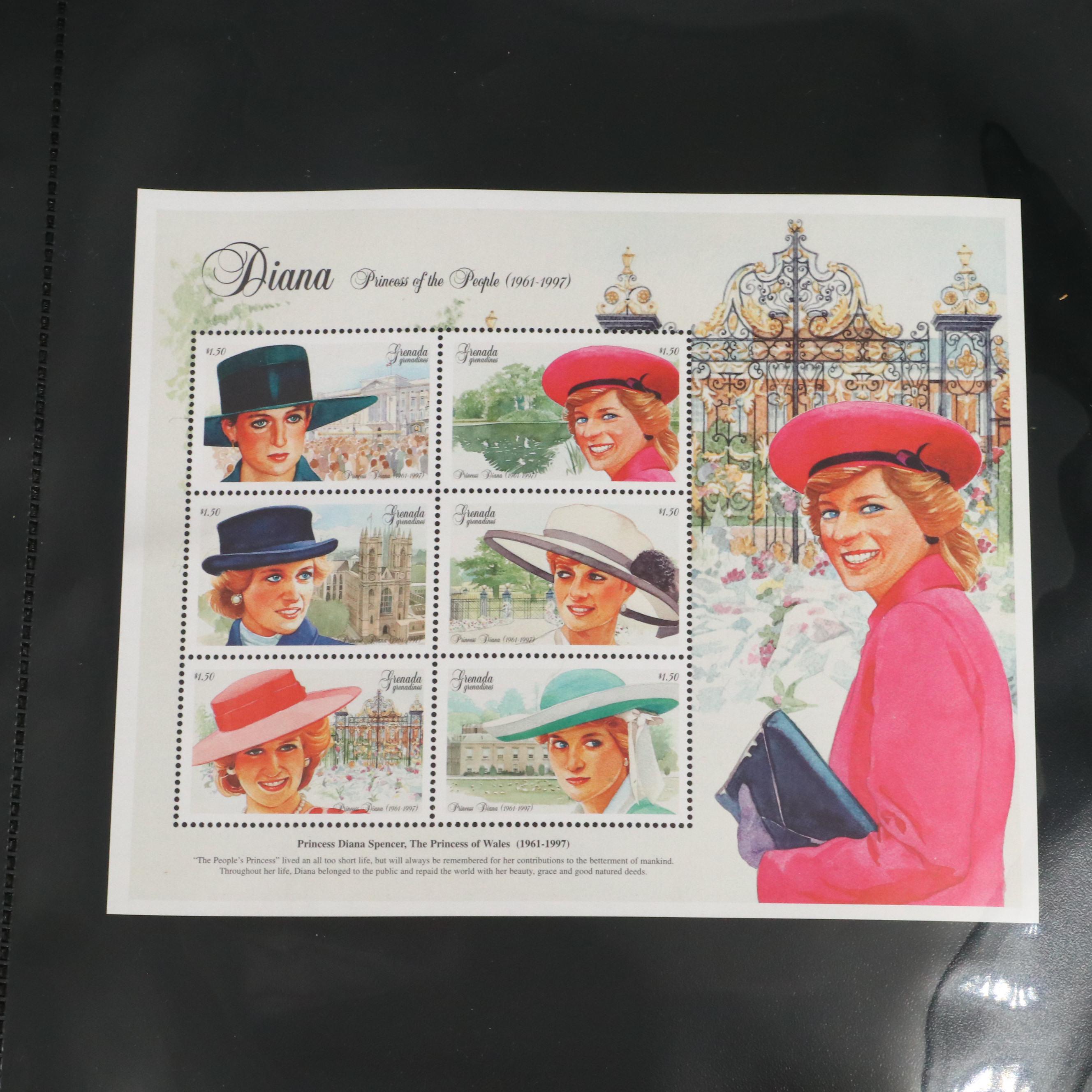 Princess Diana Plate Block Stamps and Postal Covers with U.S. Postal Covers