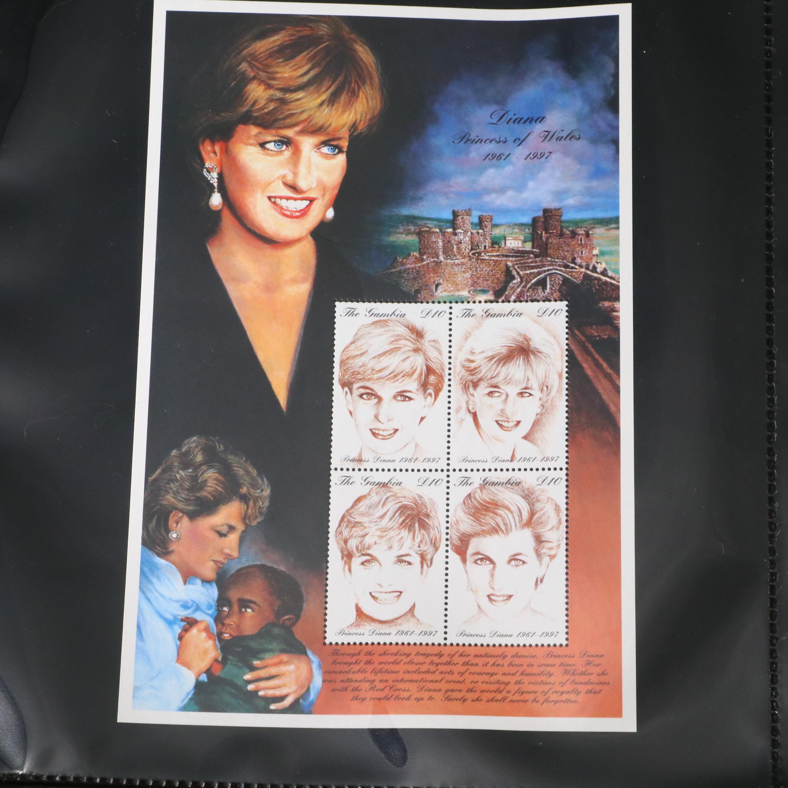 Princess Diana Plate Block Stamps and Postal Covers with U.S. Postal Covers