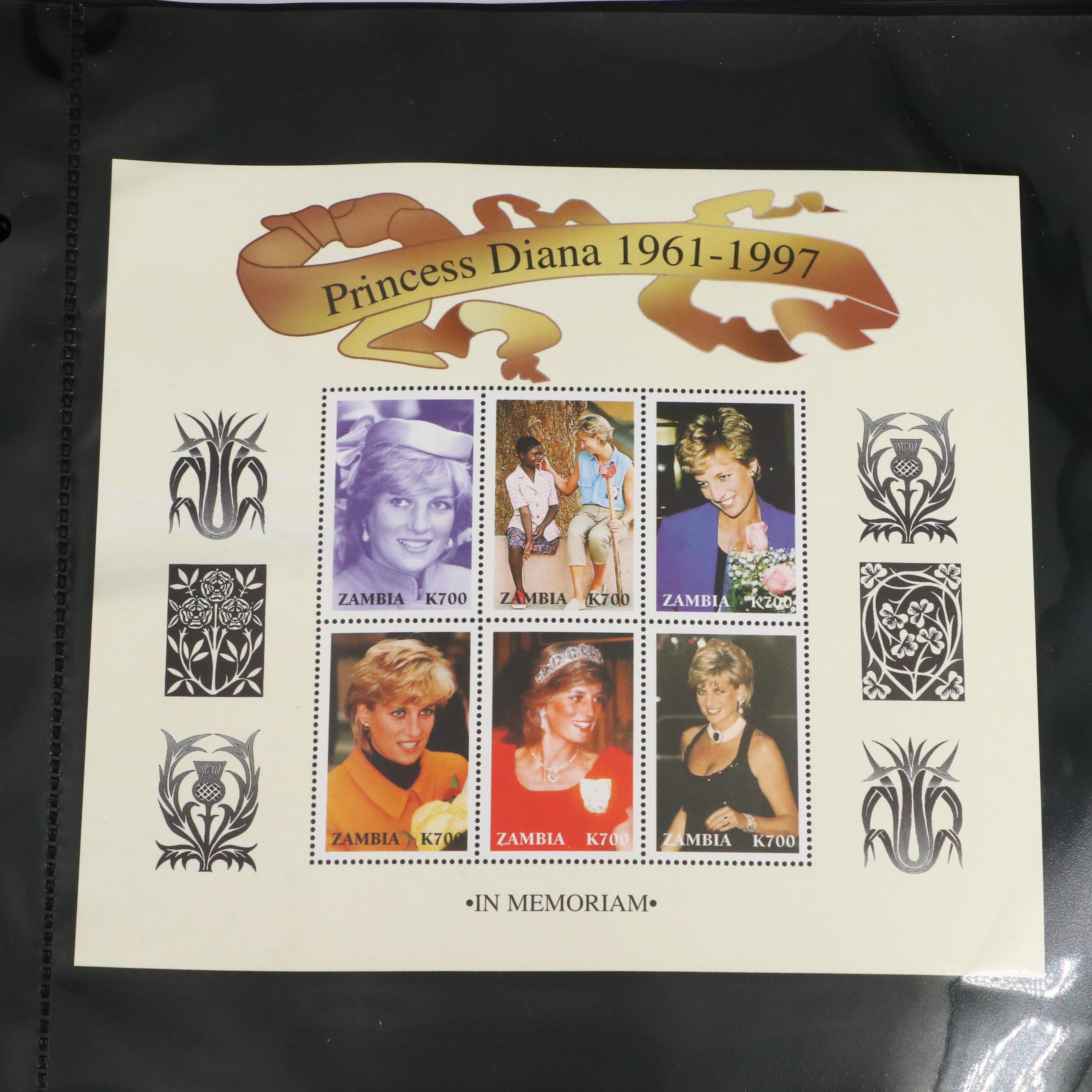 Princess Diana Plate Block Stamps and Postal Covers with U.S. Postal Covers