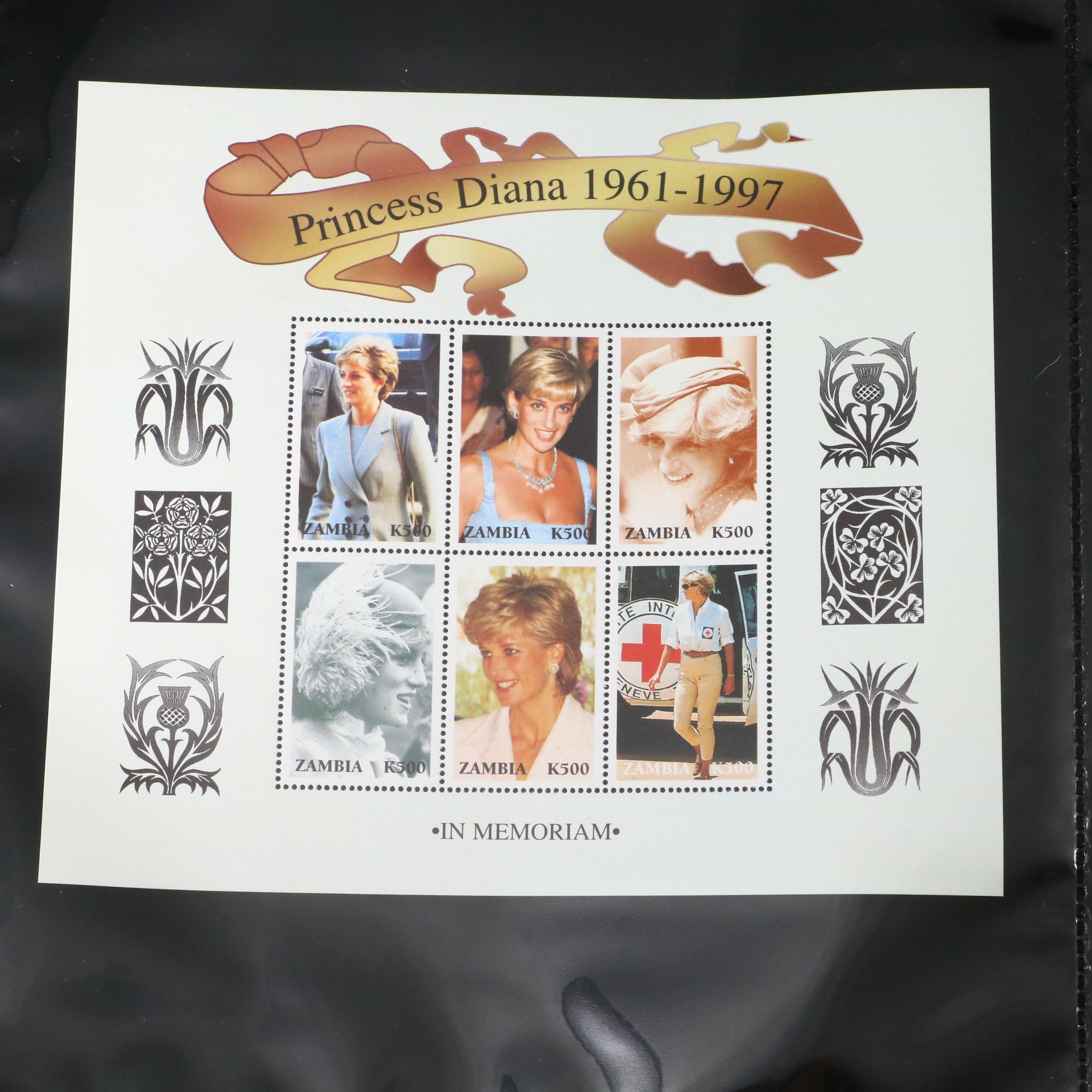 Princess Diana Plate Block Stamps and Postal Covers with U.S. Postal Covers