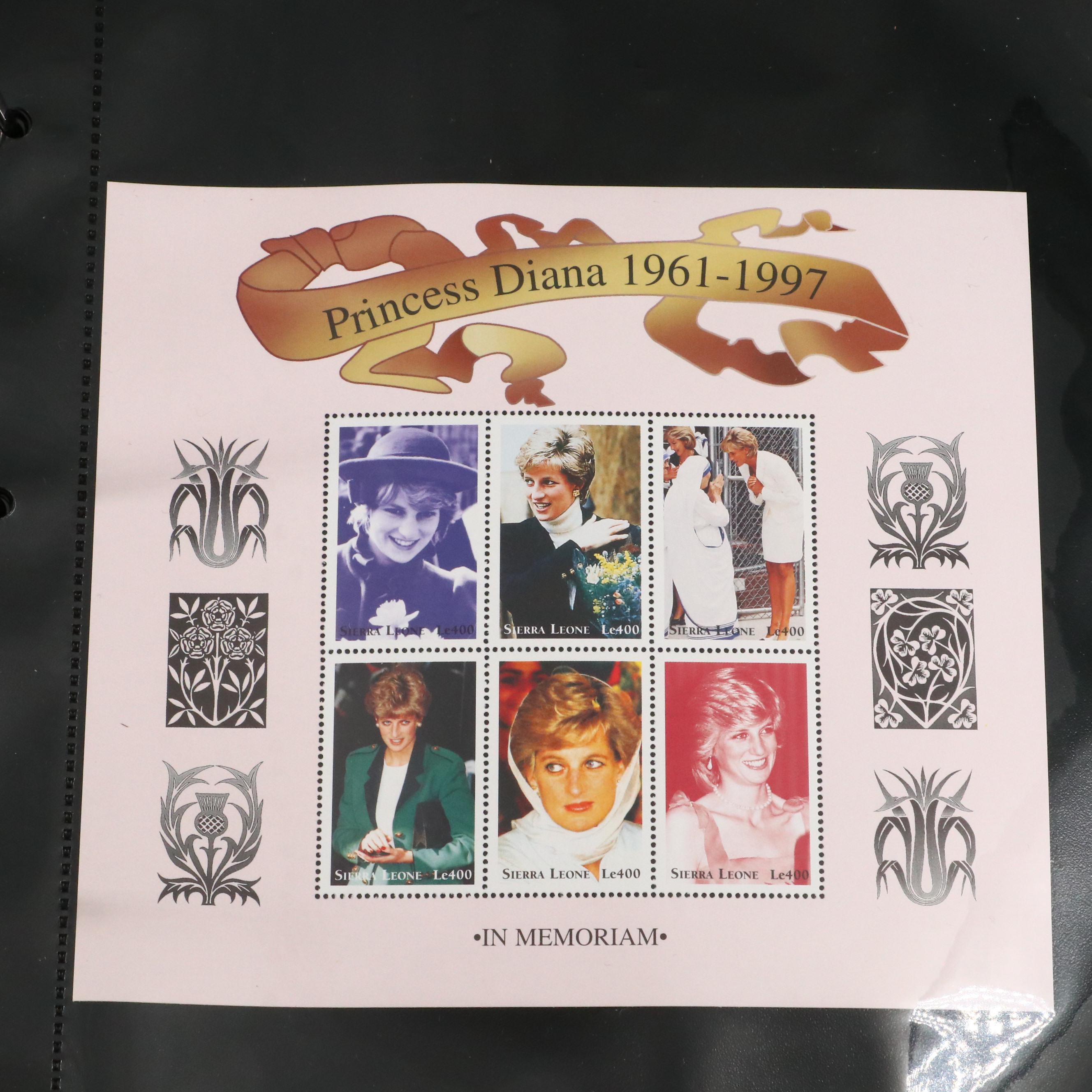 Princess Diana Plate Block Stamps and Postal Covers with U.S. Postal Covers
