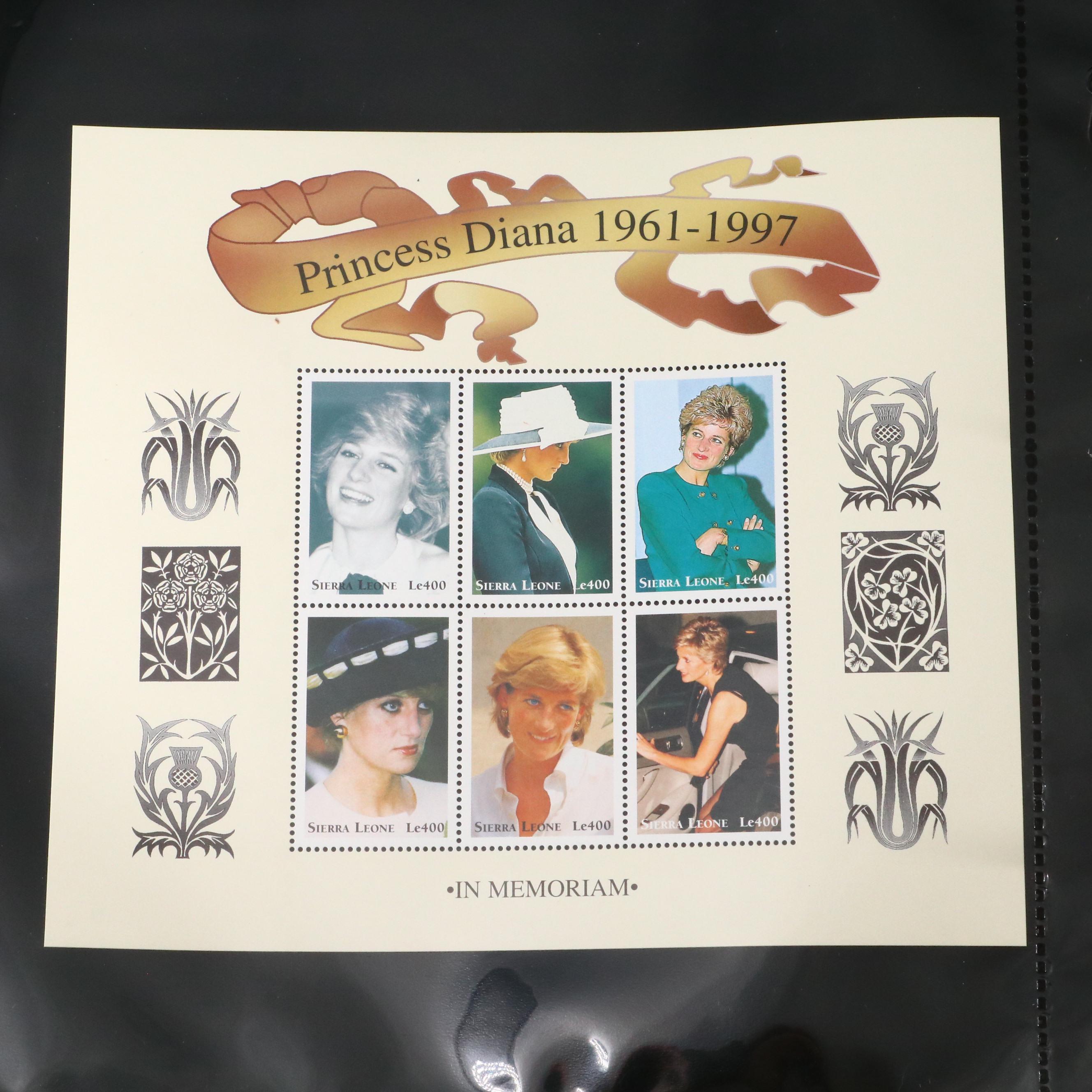 Princess Diana Plate Block Stamps and Postal Covers with U.S. Postal Covers