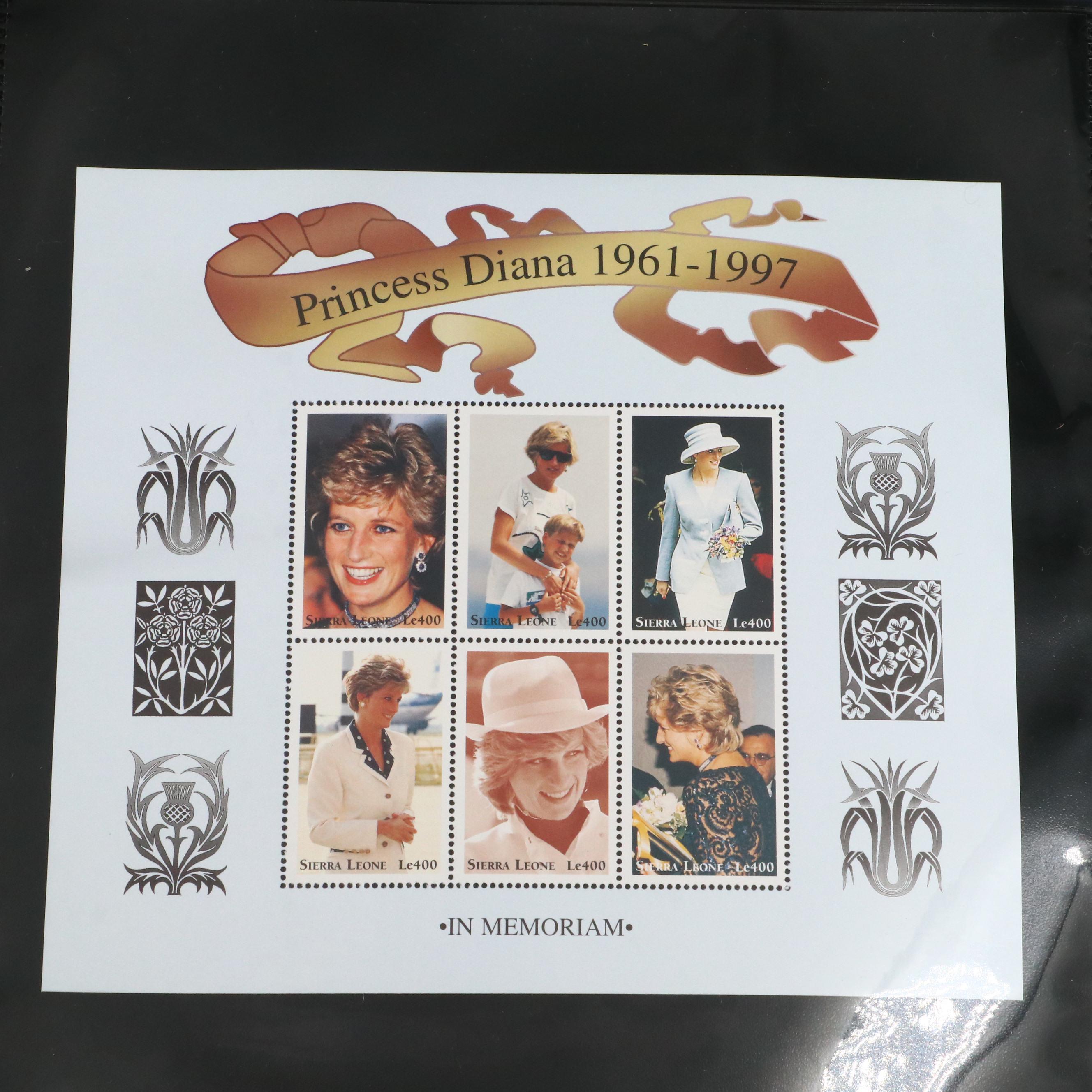 Princess Diana Plate Block Stamps and Postal Covers with U.S. Postal Covers
