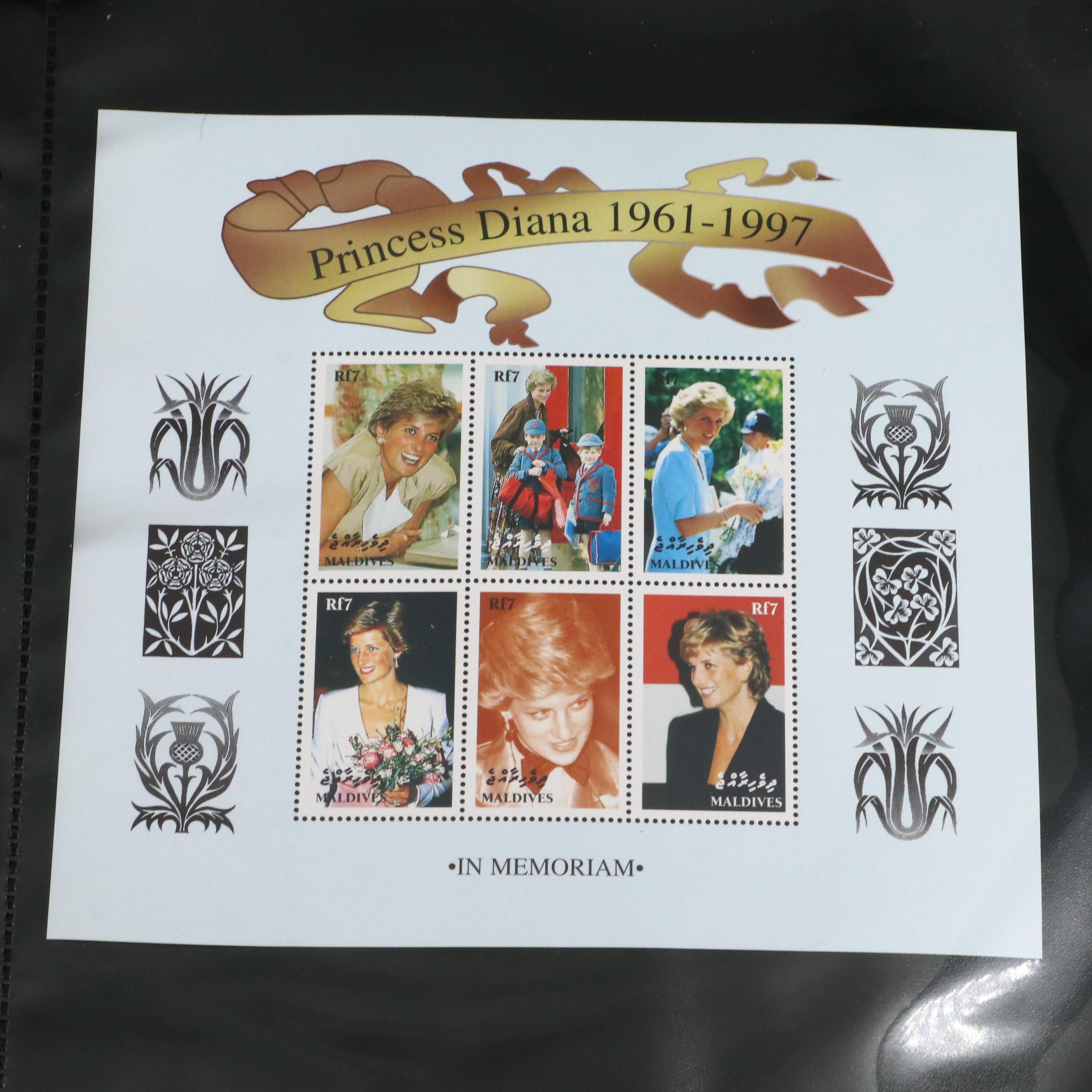 Princess Diana Plate Block Stamps and Postal Covers with U.S. Postal Covers
