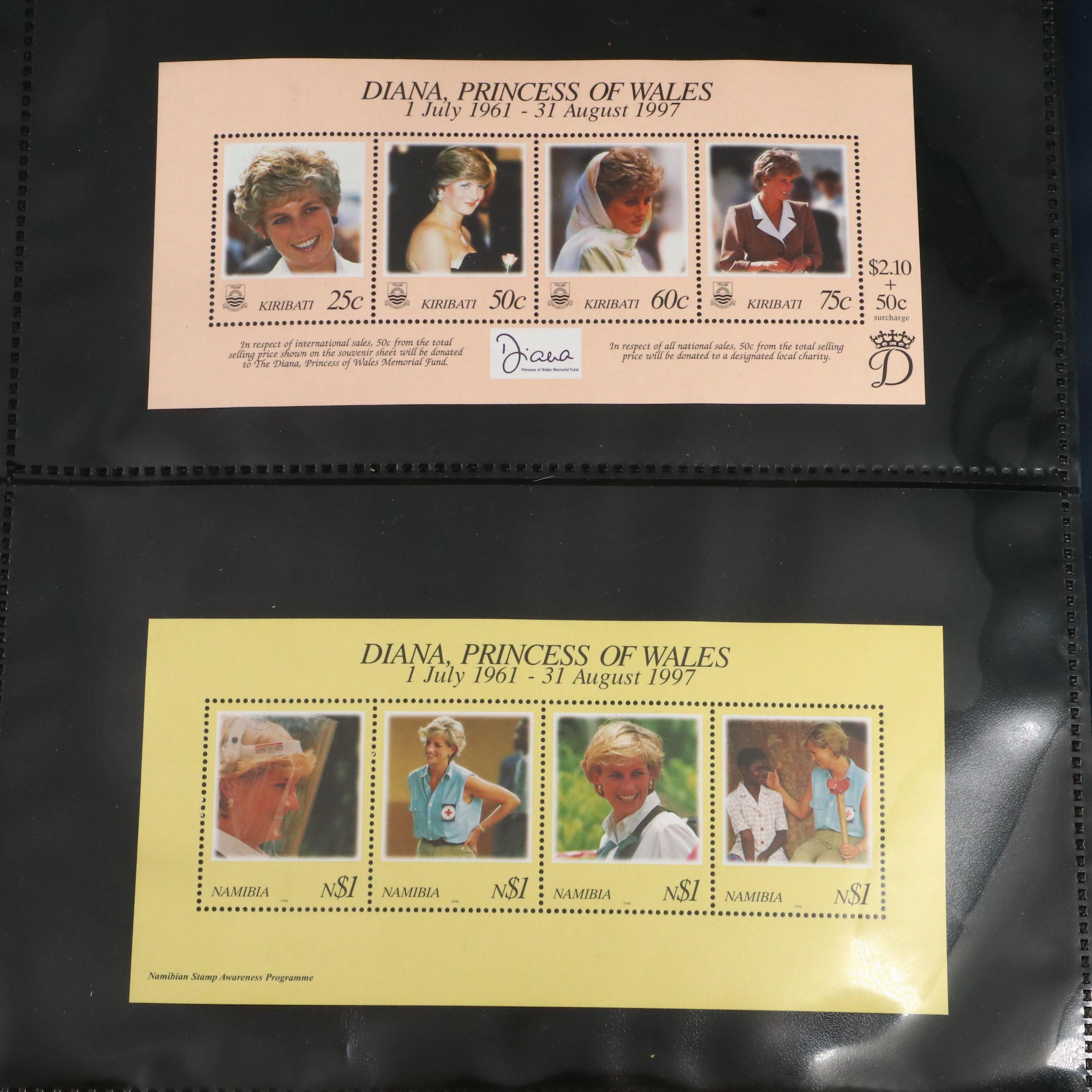 Princess Diana Plate Block Stamps and Postal Covers with U.S. Postal Covers