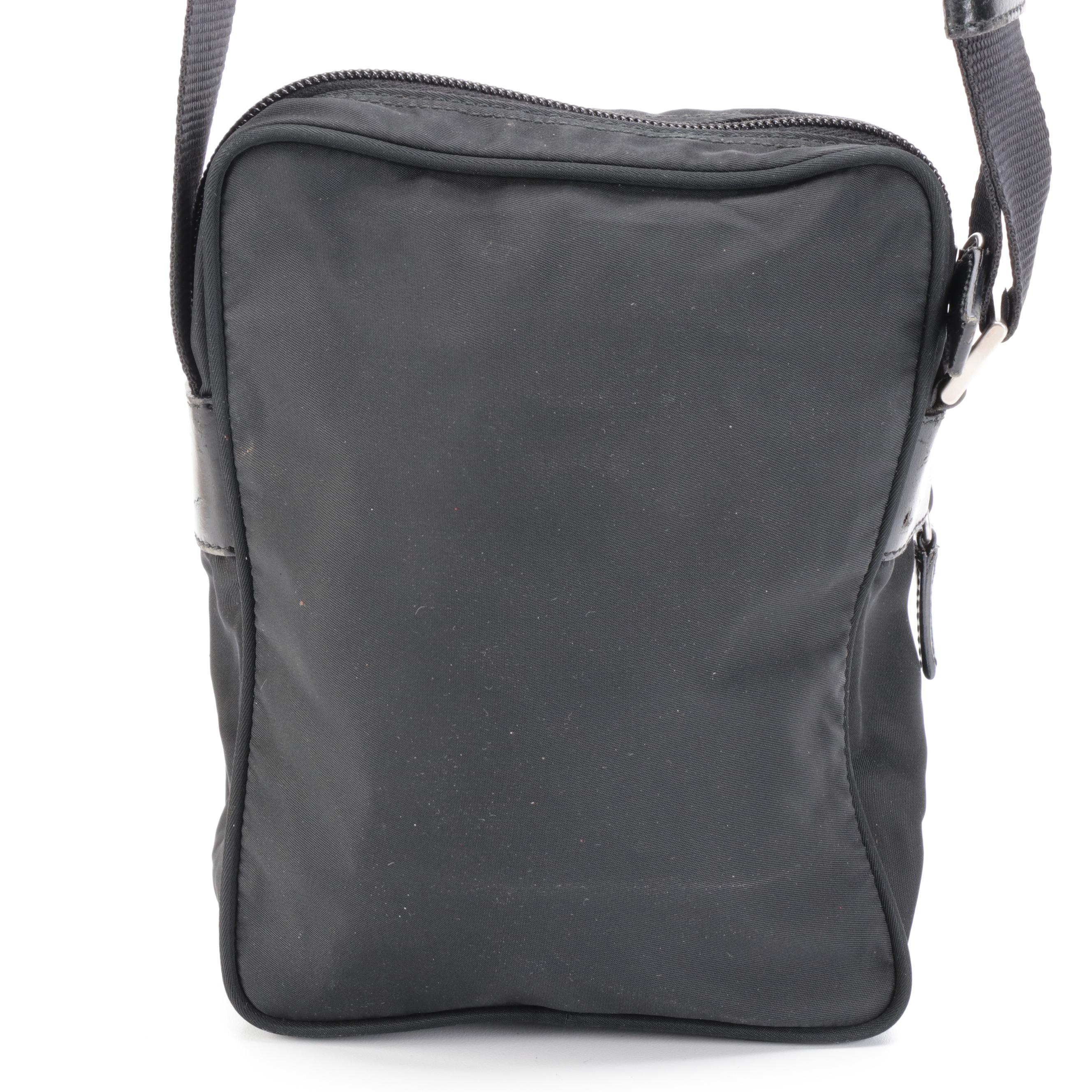 Prada Camera Bag in Black Tessuto Nylon with Leather Trim