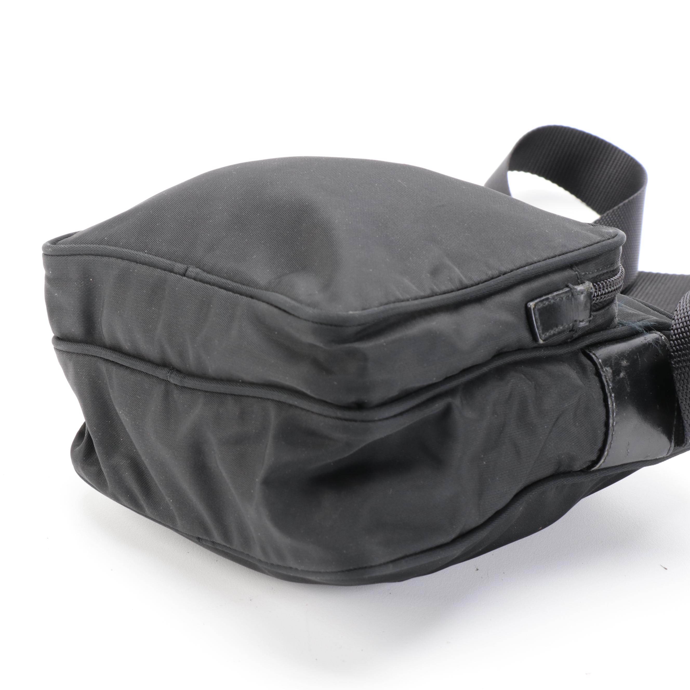 Prada Camera Bag in Black Tessuto Nylon with Leather Trim