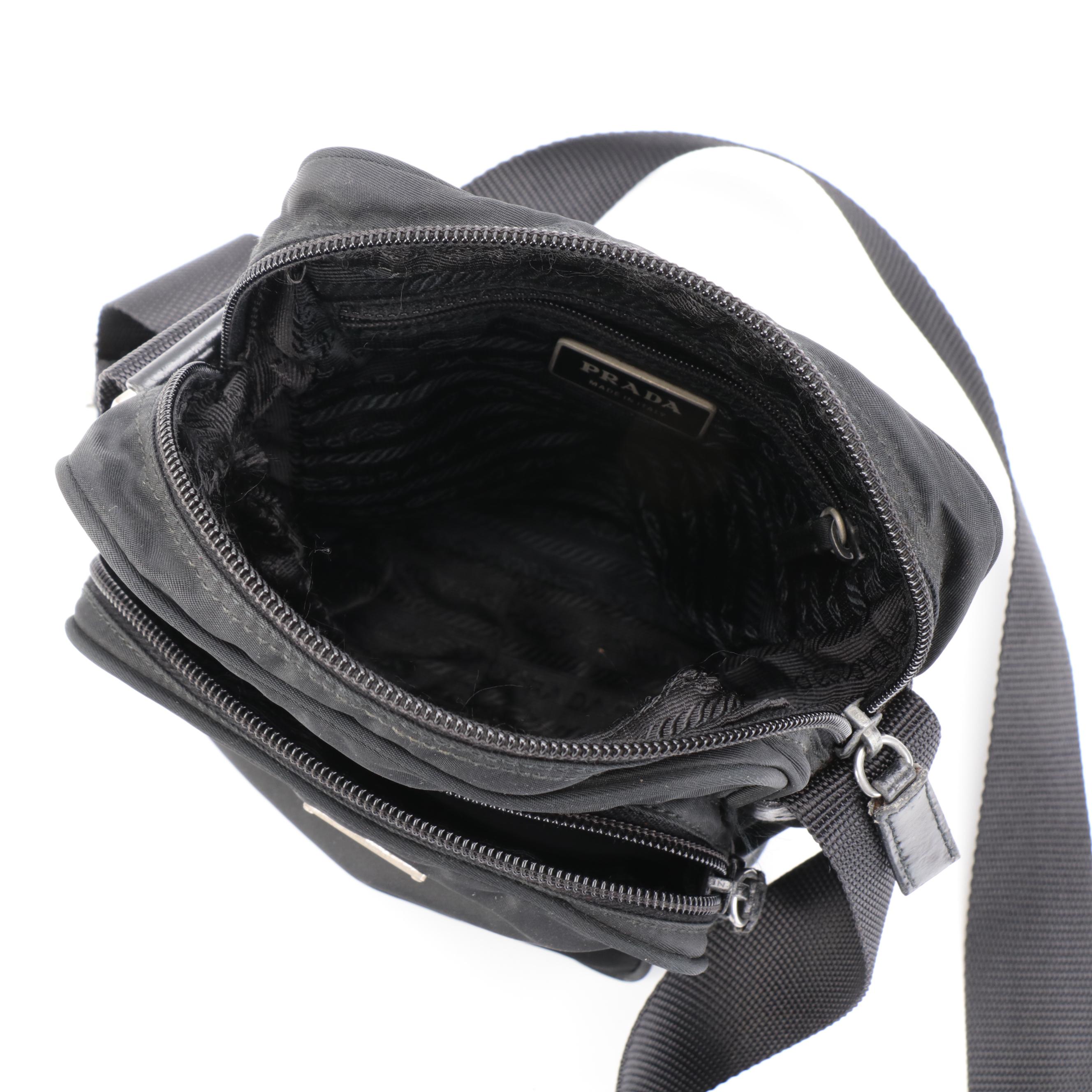Prada Camera Bag in Black Tessuto Nylon with Leather Trim