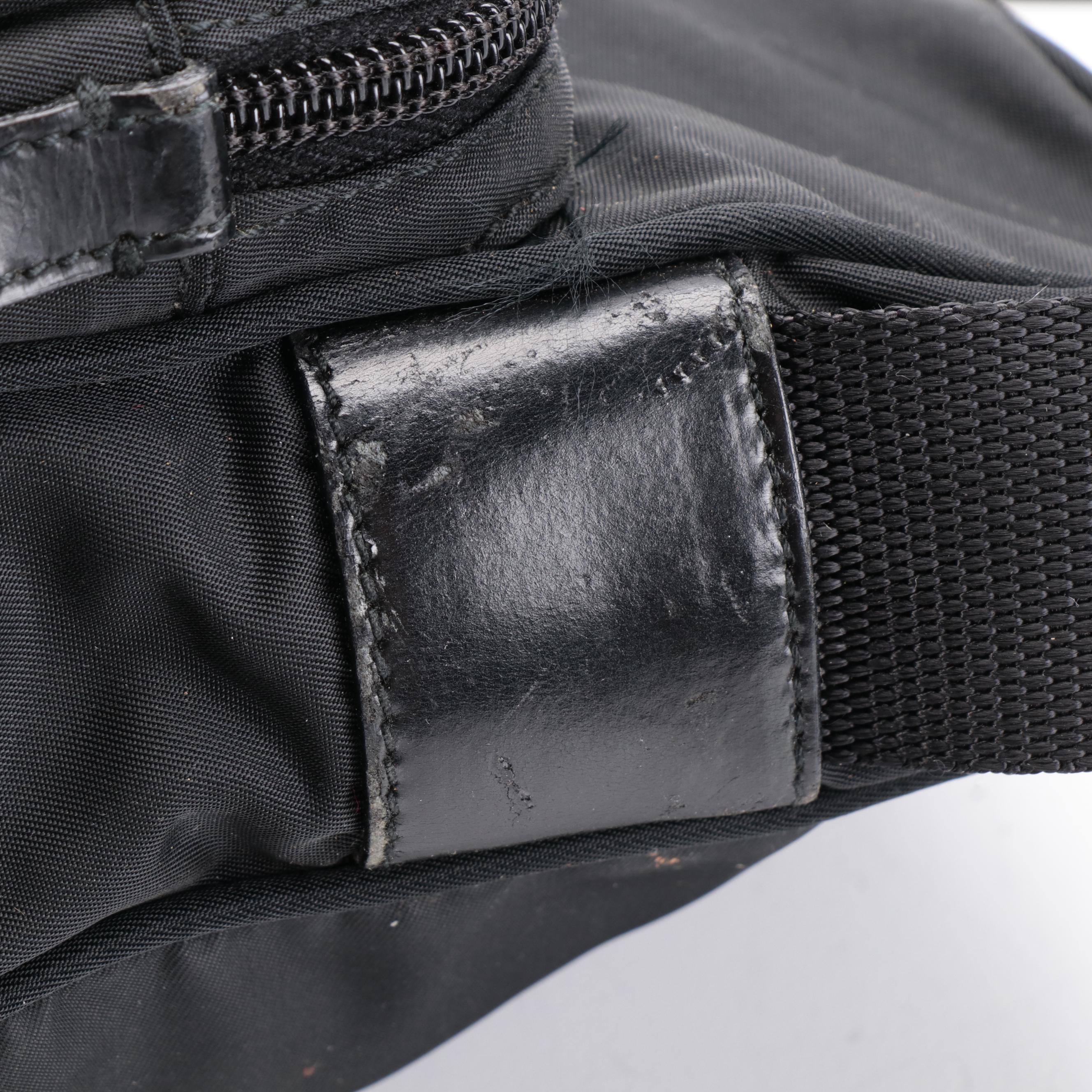 Prada Camera Bag in Black Tessuto Nylon with Leather Trim