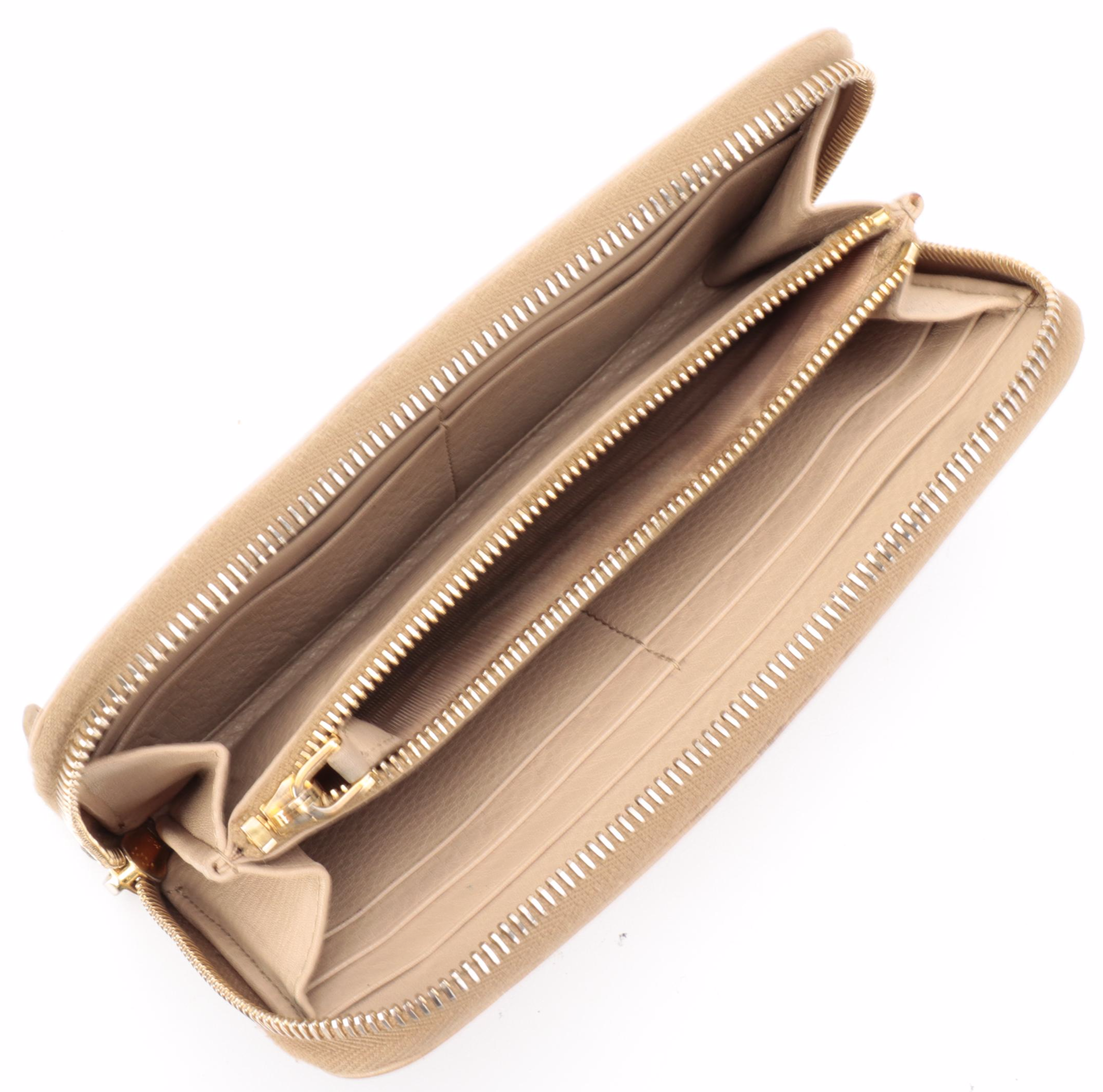 Prada Zip-Around Wallet in Beige Leather