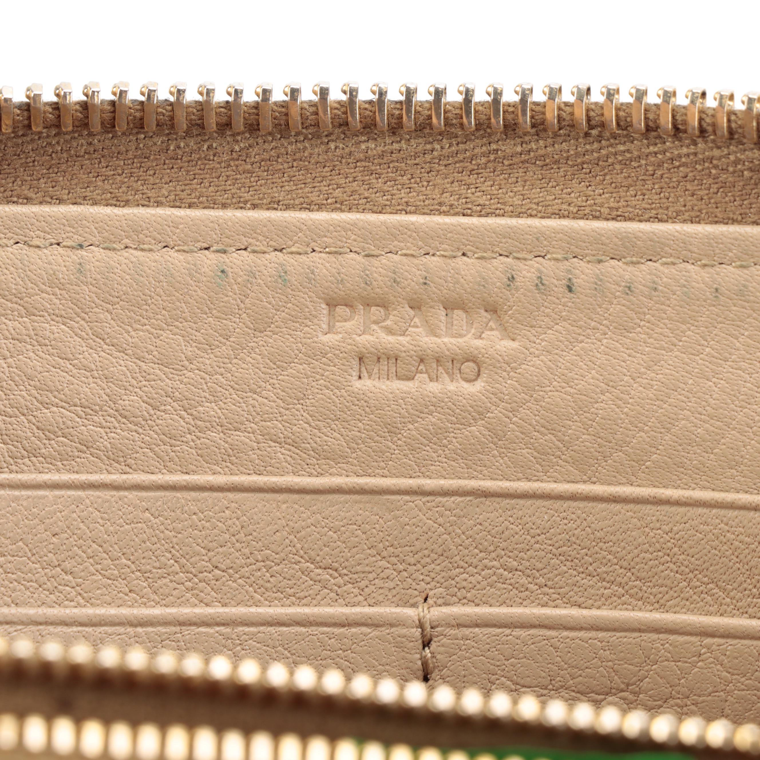 Prada Zip-Around Wallet in Beige Leather
