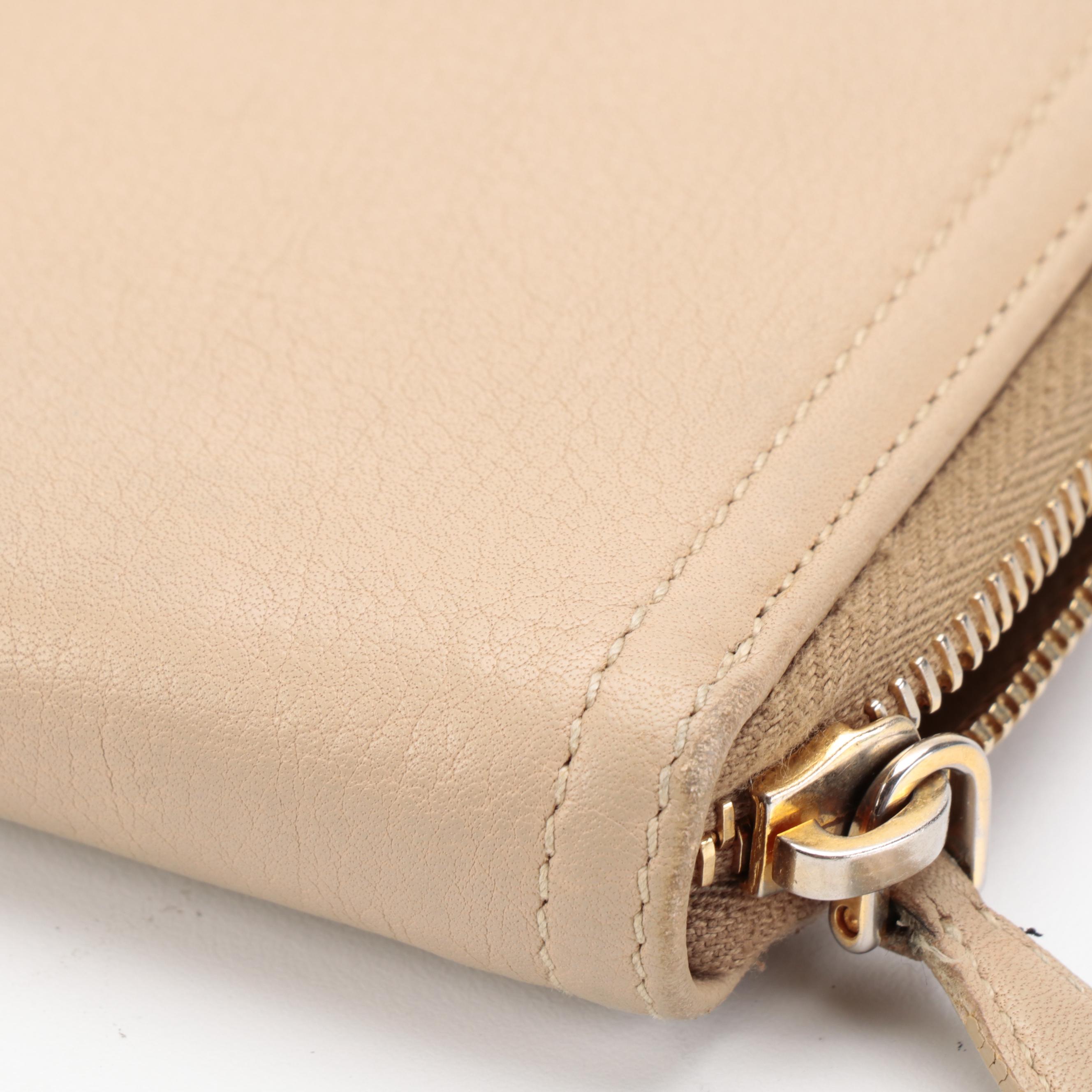 Prada Zip-Around Wallet in Beige Leather