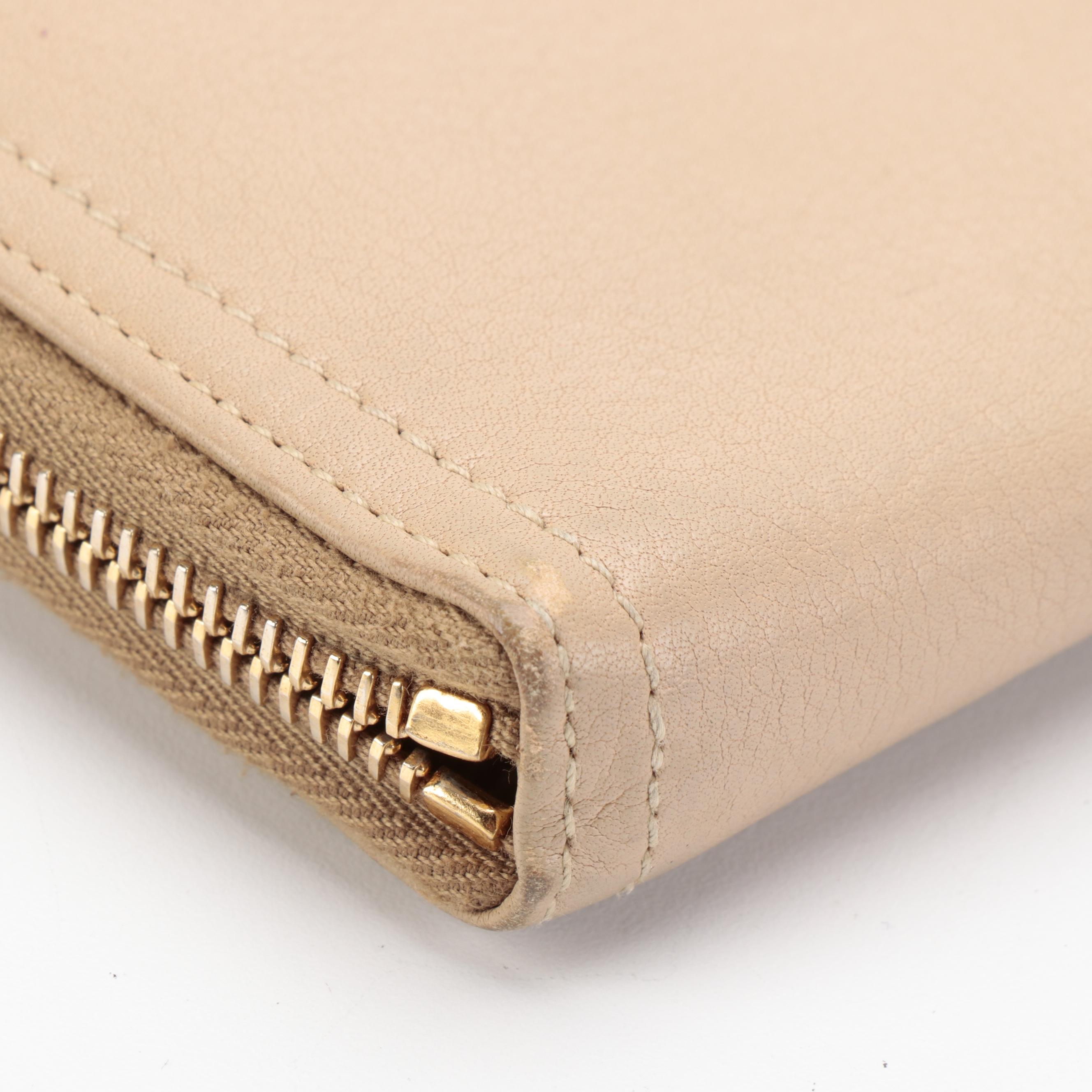 Prada Zip-Around Wallet in Beige Leather