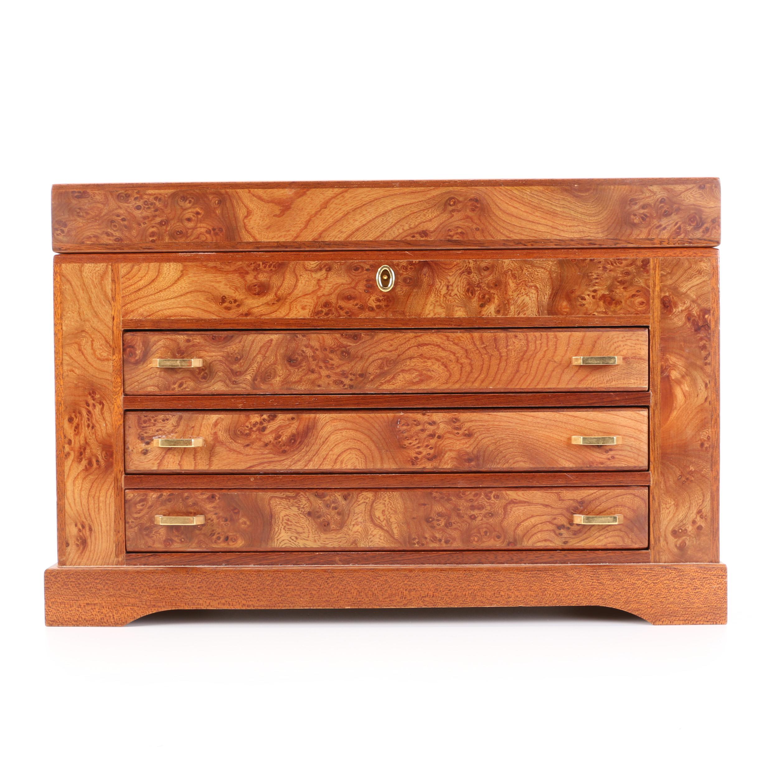 Agresti Burled Maple Veneer Jewelry Box