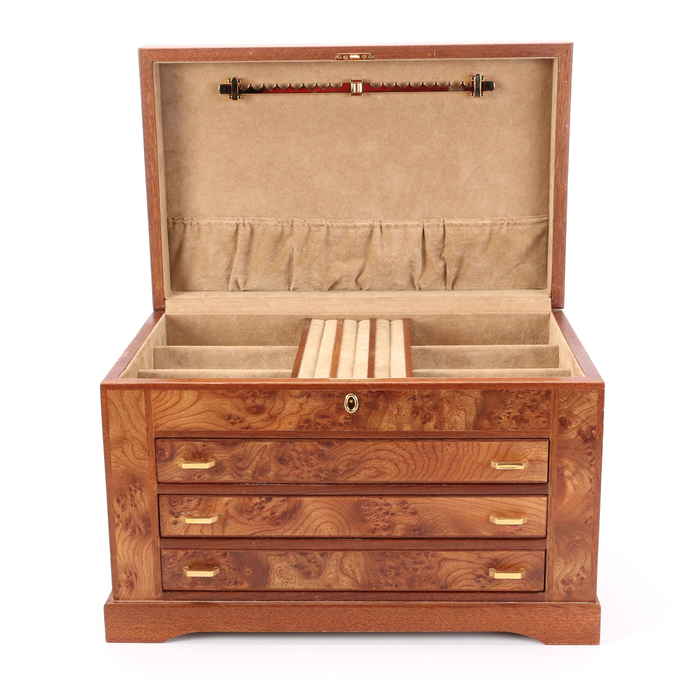 Agresti Burled Maple Veneer Jewelry Box