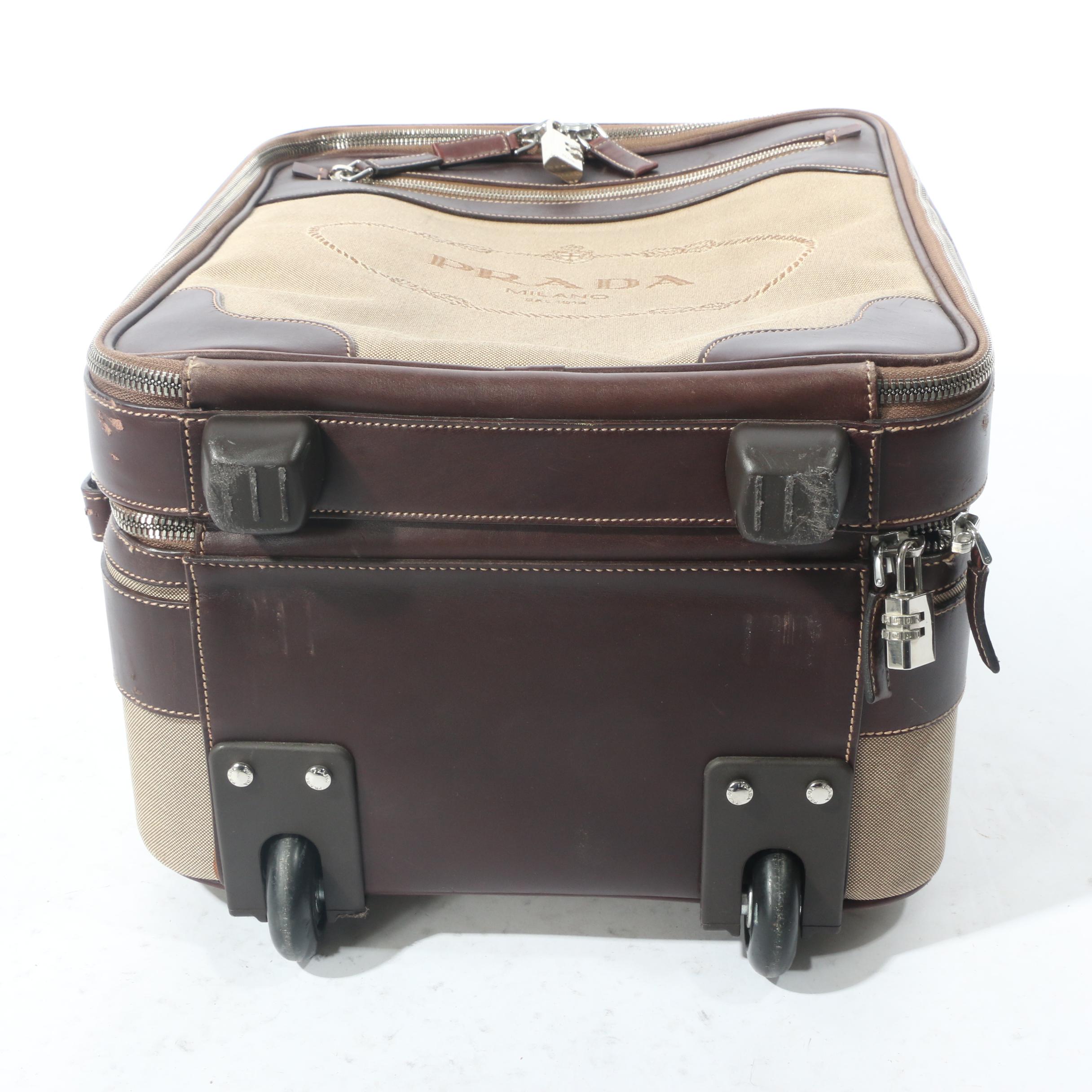 Prada Canapa Canvas and Leather Trolley Suitcase
