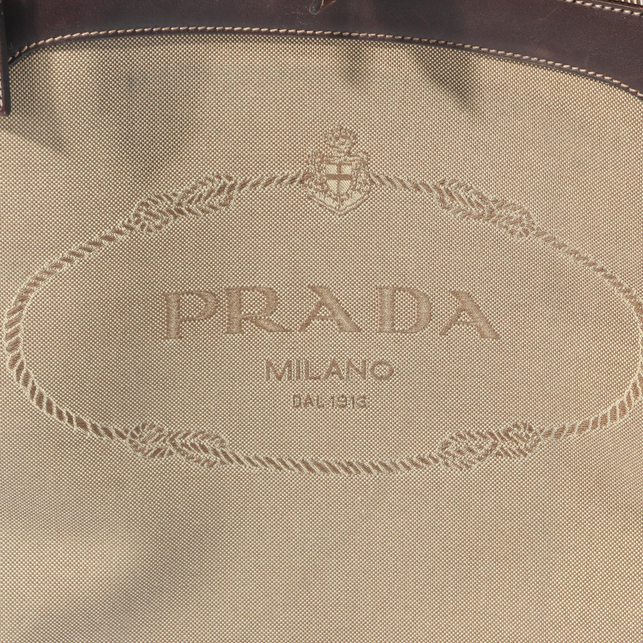 Prada Canapa Canvas and Leather Trolley Suitcase