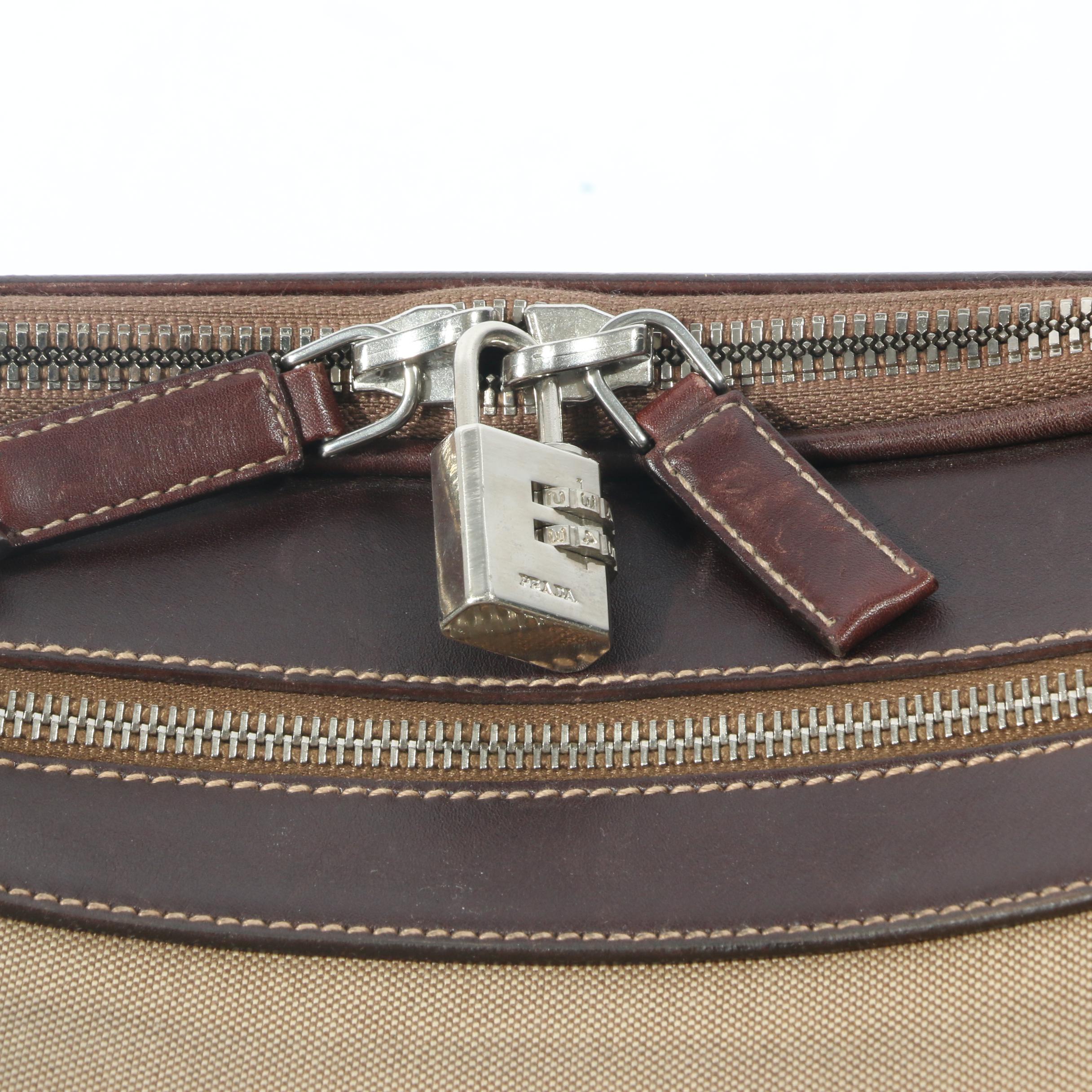 Prada Canapa Canvas and Leather Trolley Suitcase