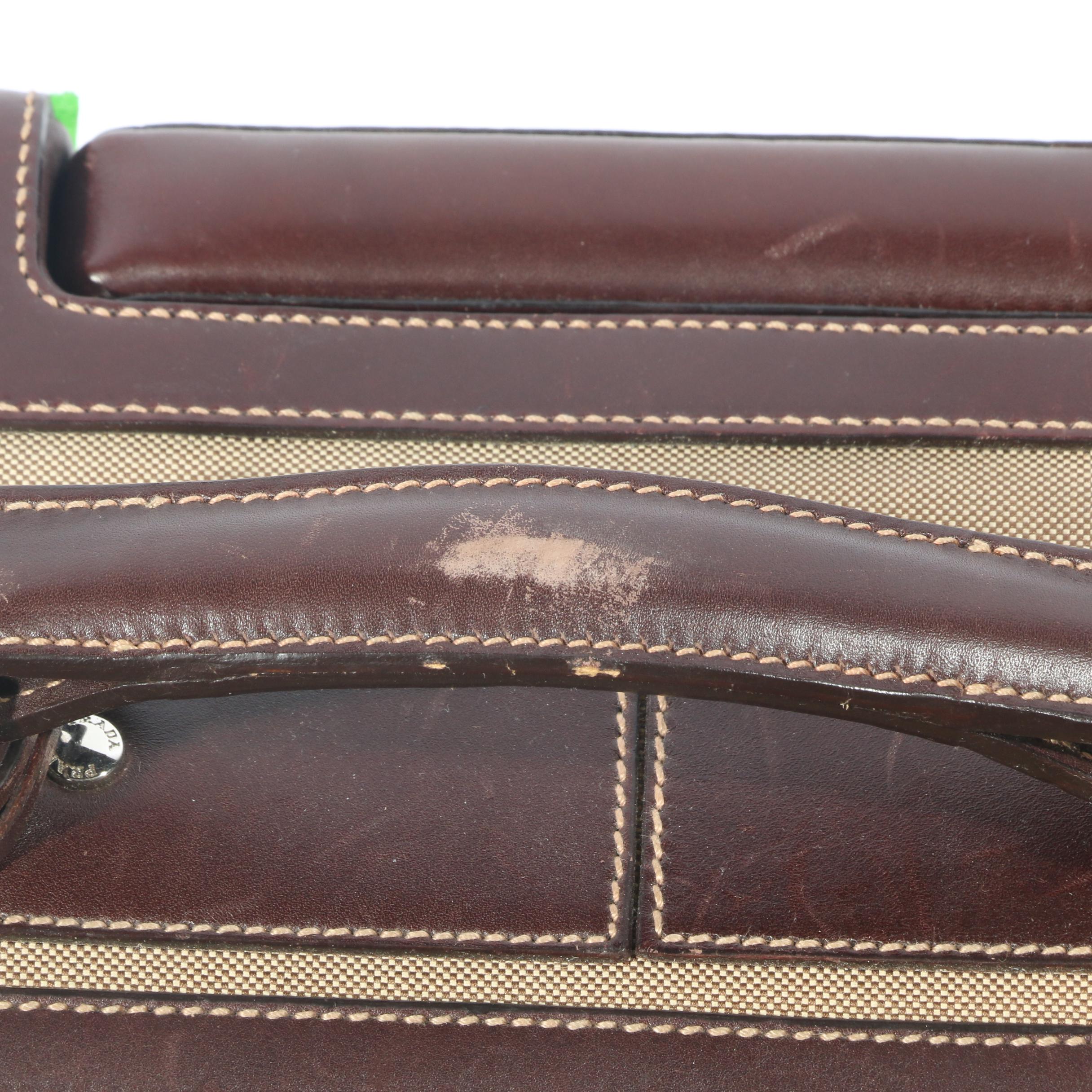 Prada Canapa Canvas and Leather Trolley Suitcase