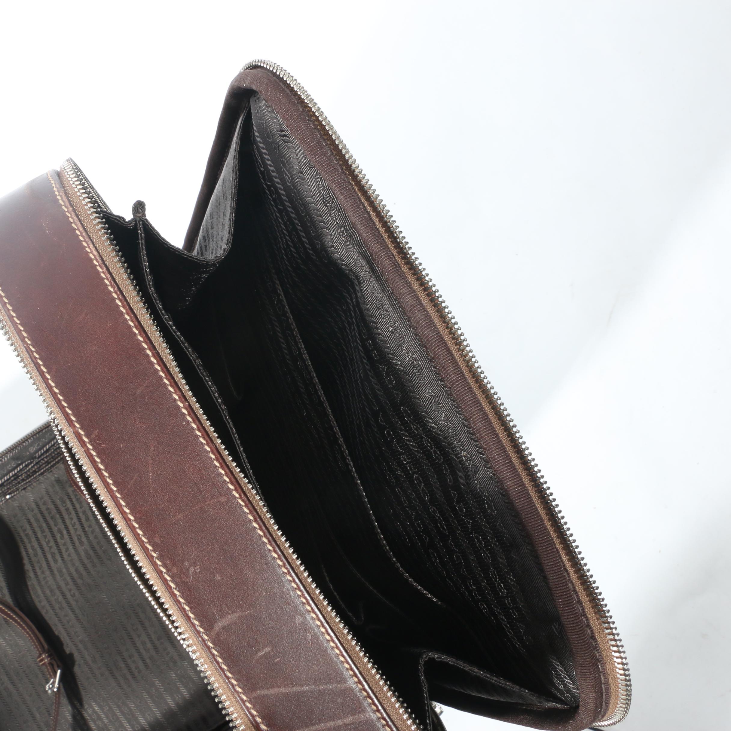 Prada Canapa Canvas and Leather Trolley Suitcase