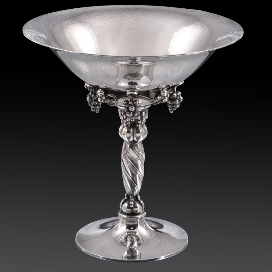 Georg Jensen Sterling Silver Grapevine Patterned Compote