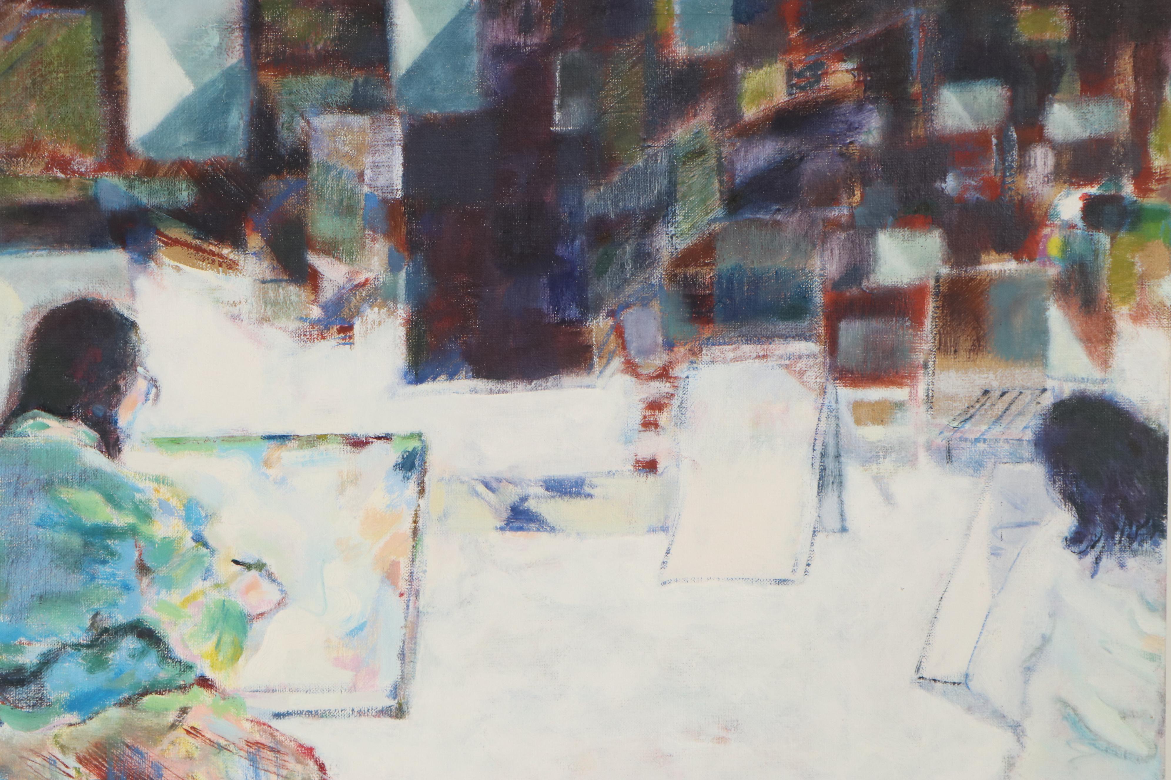 Ronald D. Newman Abstract Figurative Oil Painting "Art Students"
