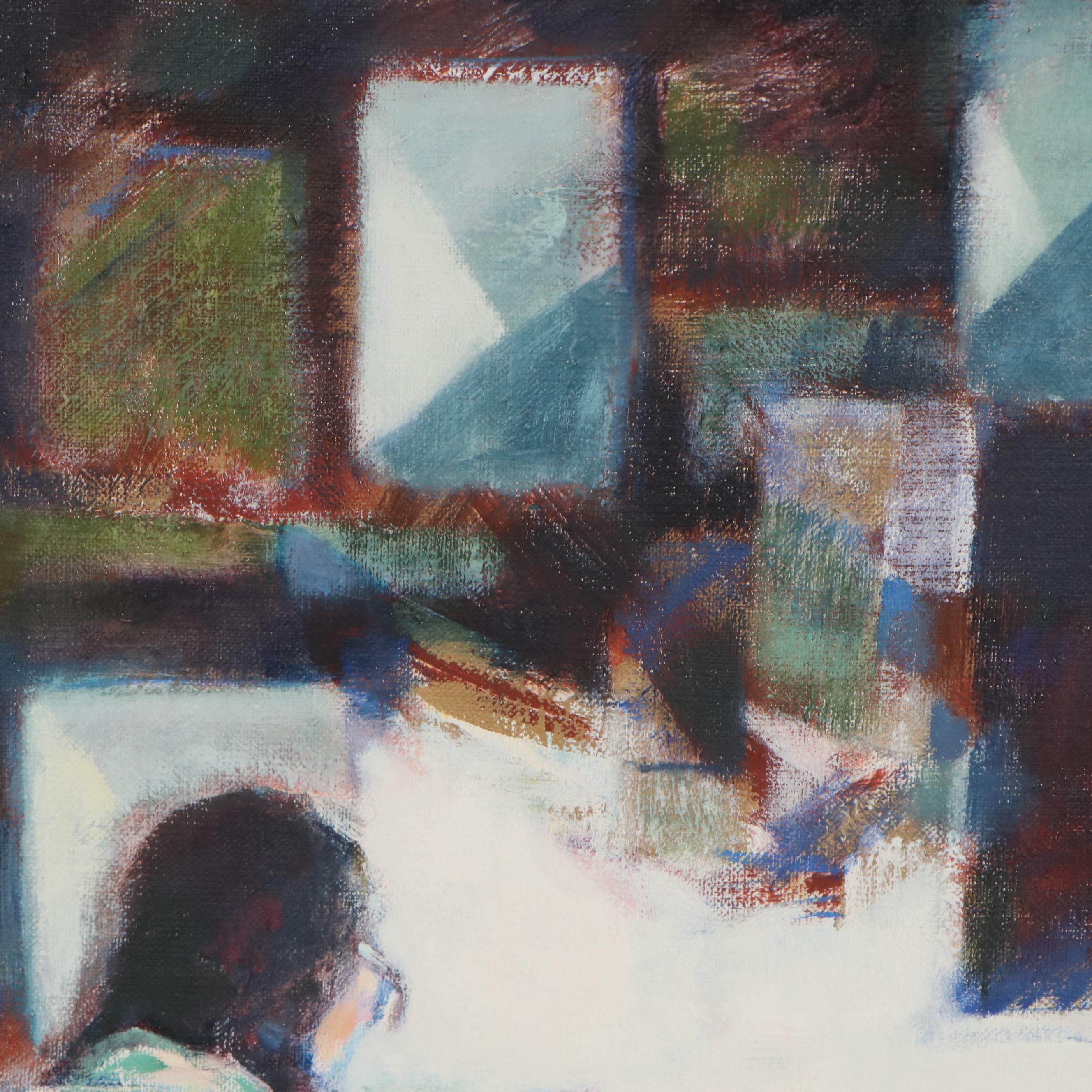 Ronald D. Newman Abstract Figurative Oil Painting "Art Students"