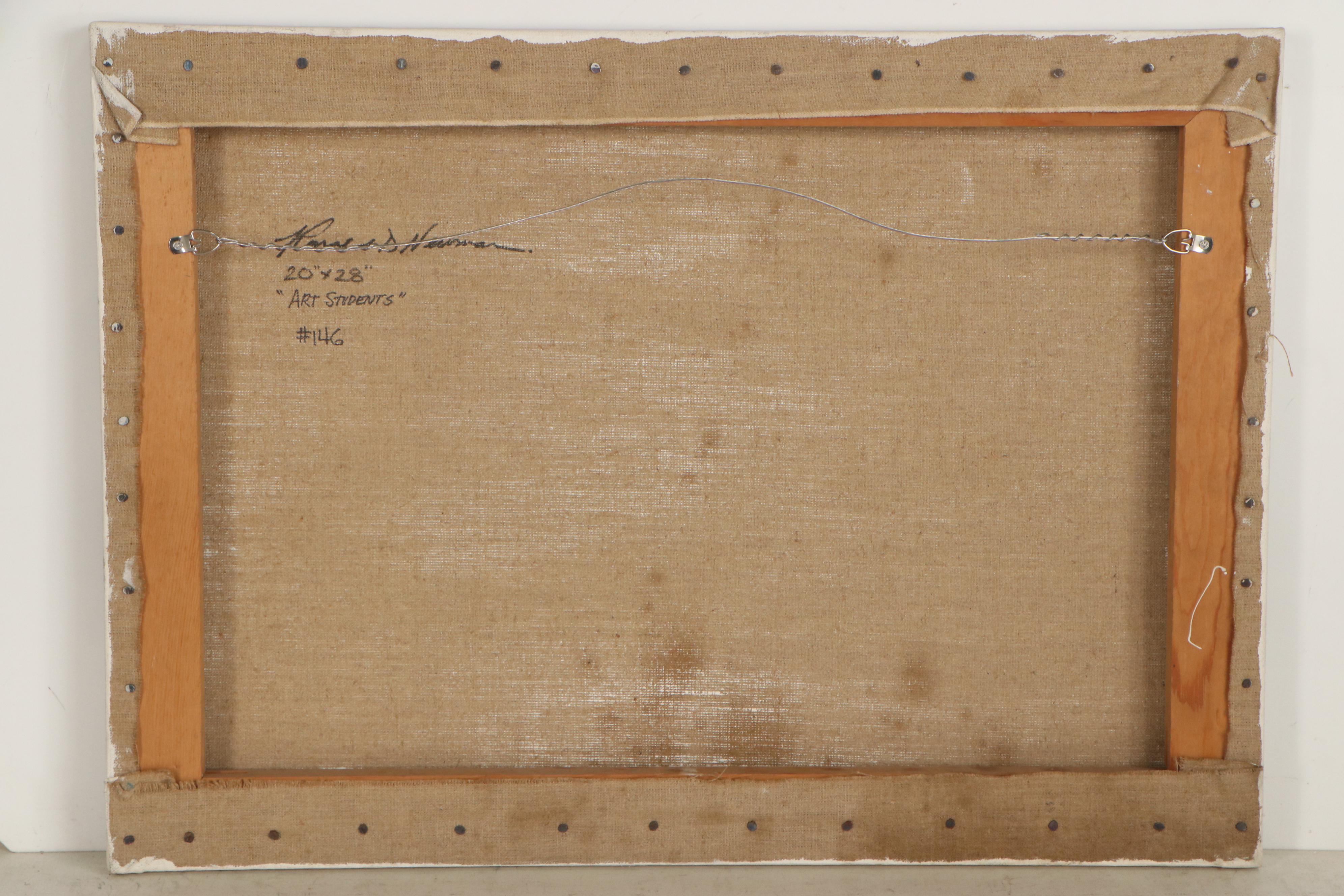 Ronald D. Newman Abstract Figurative Oil Painting "Art Students"