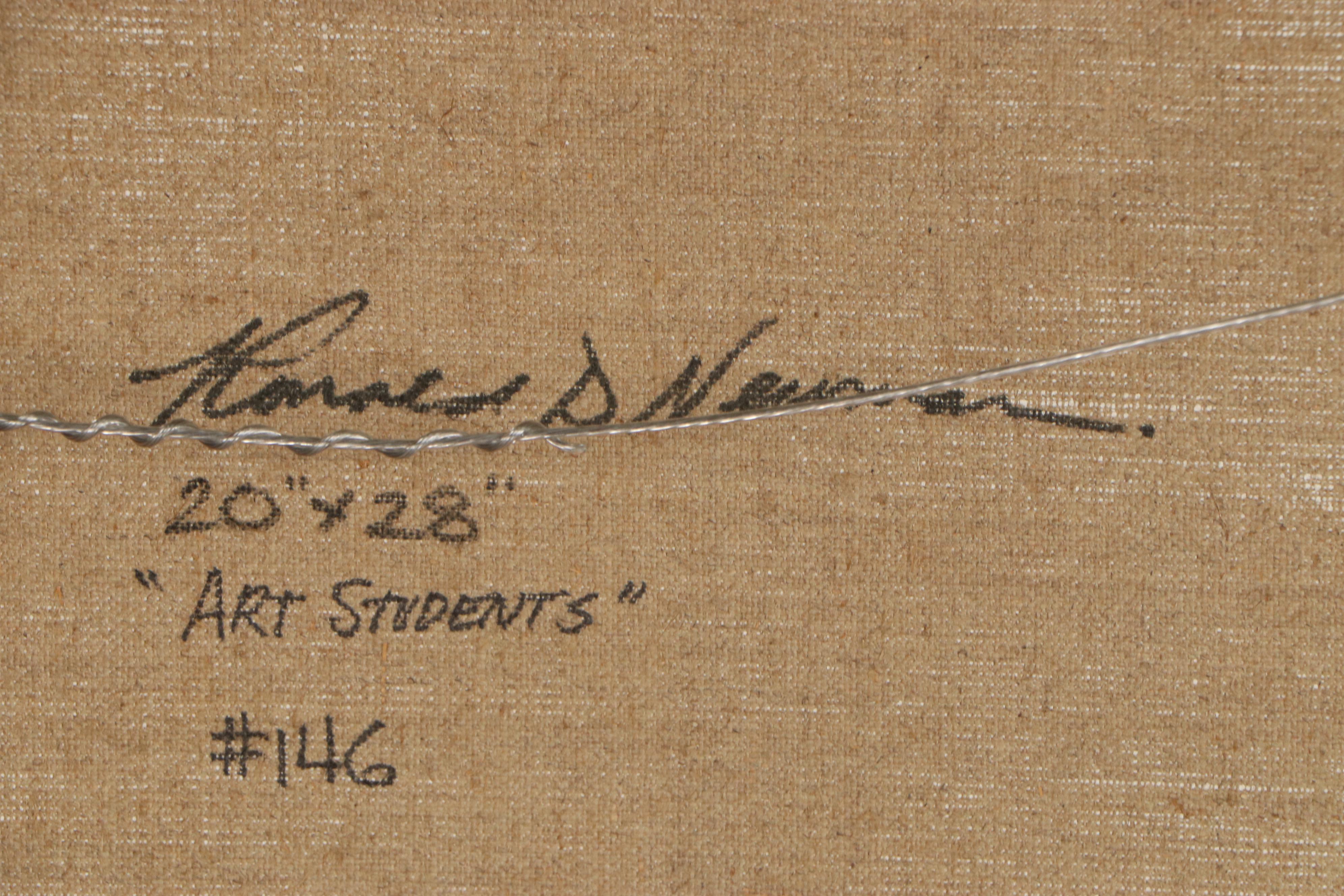 Ronald D. Newman Abstract Figurative Oil Painting "Art Students"