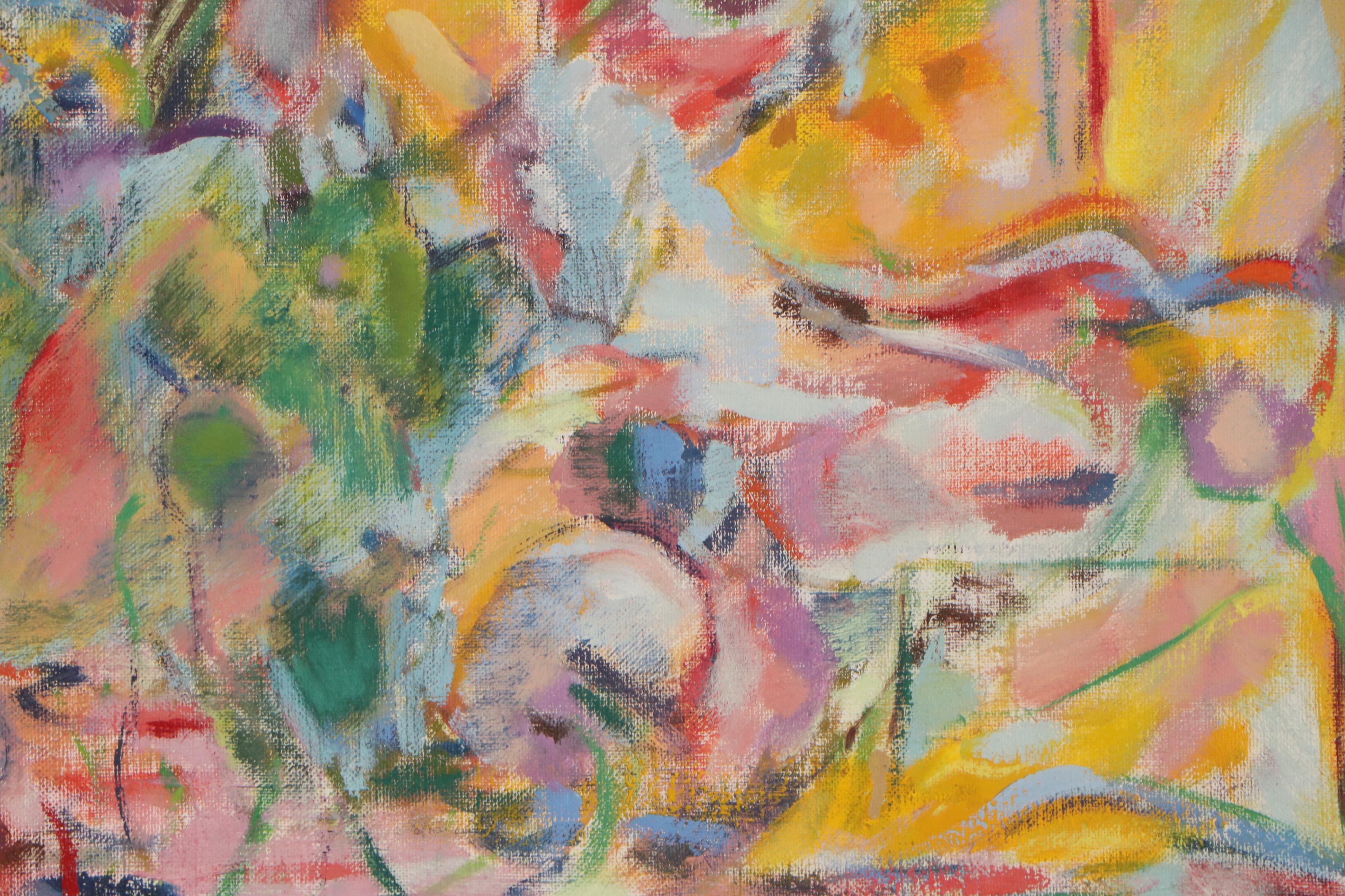 Ronald D. Newman Abstract Landscape Oil Painting "Red Sky"