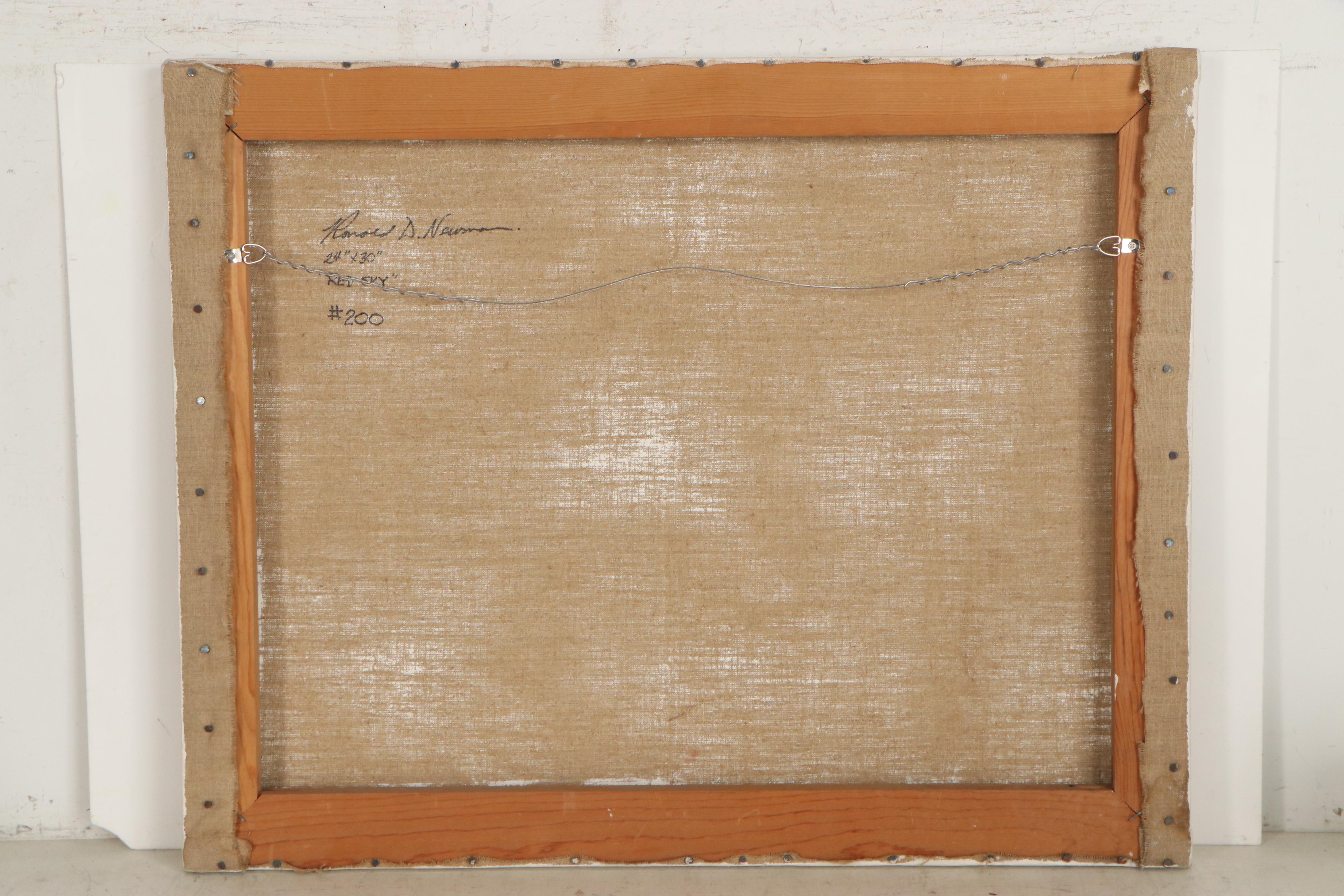 Ronald D. Newman Abstract Landscape Oil Painting "Red Sky"