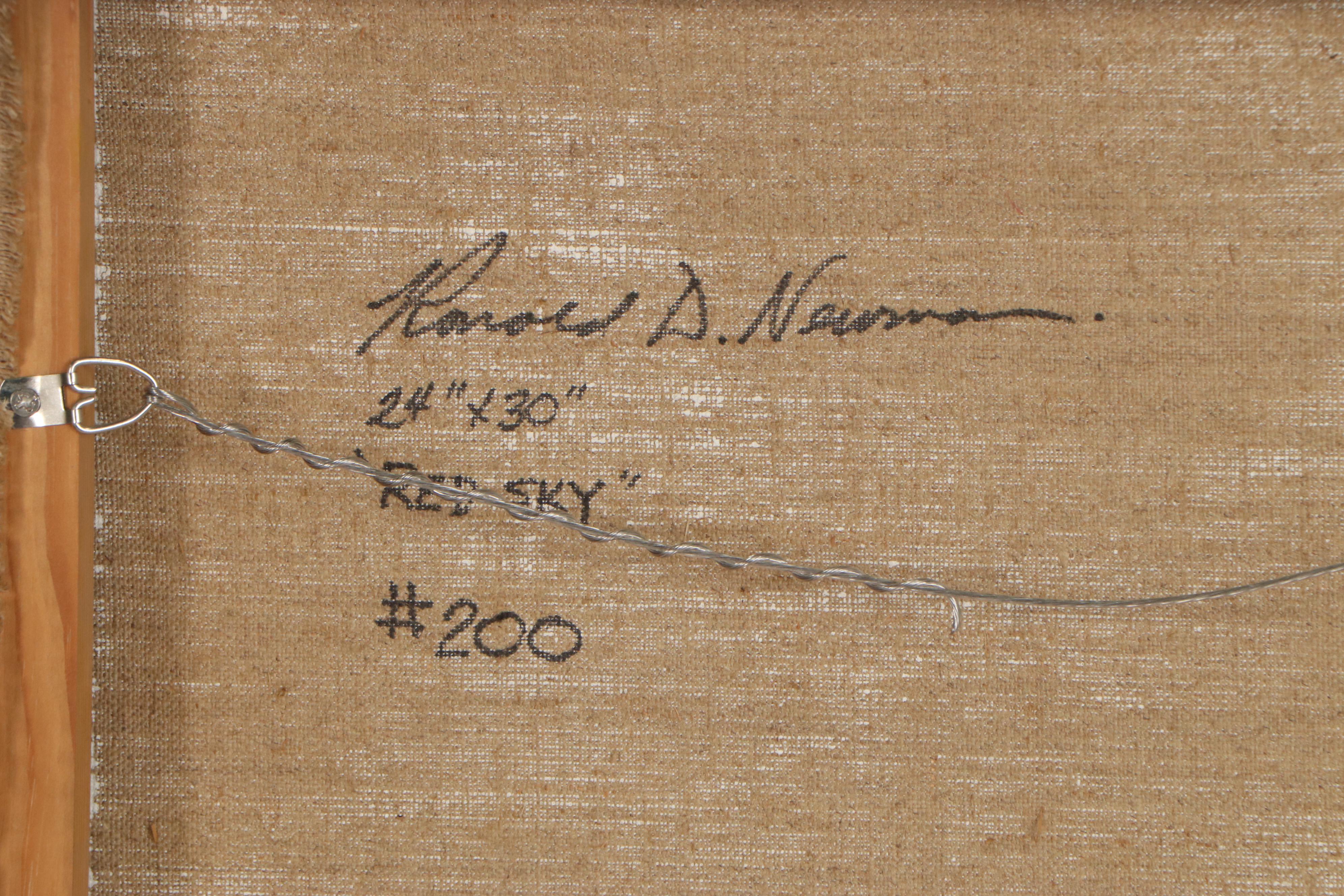 Ronald D. Newman Abstract Landscape Oil Painting "Red Sky"