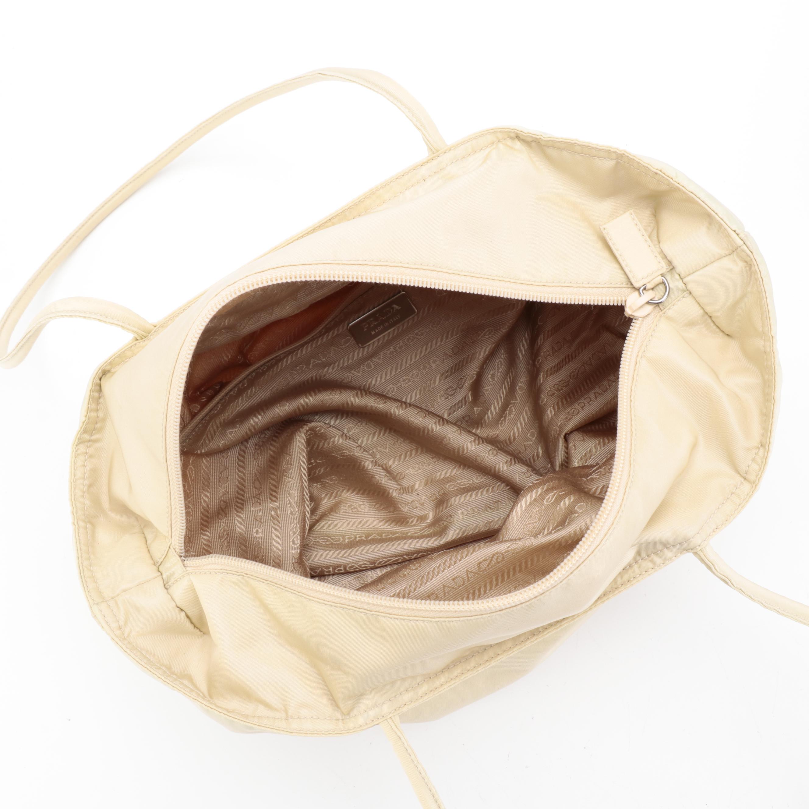 Prada Beige Nylon Tessuto Shoulder Bag