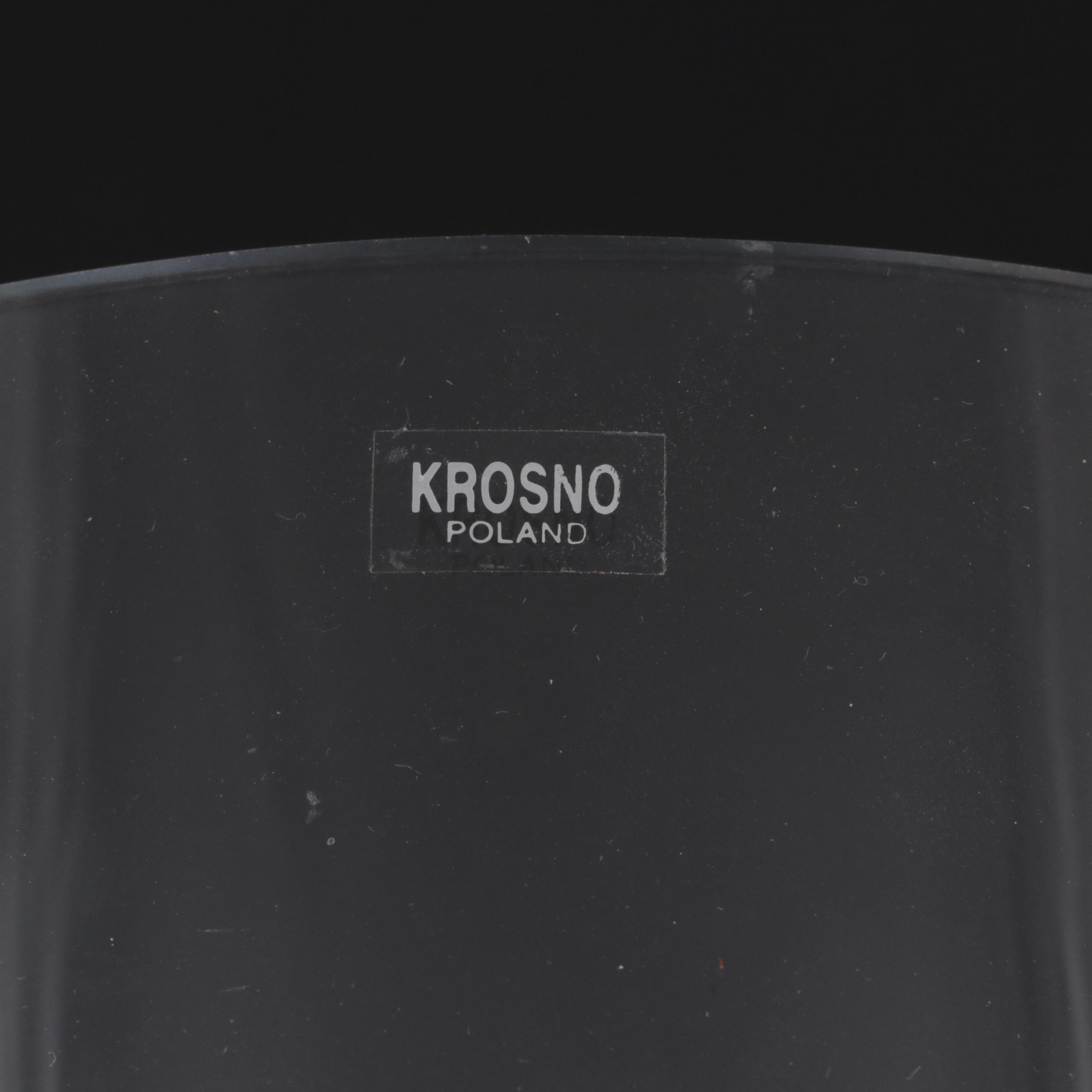 Krosno Handblown Scroll-Handled Glass Ice Bucket