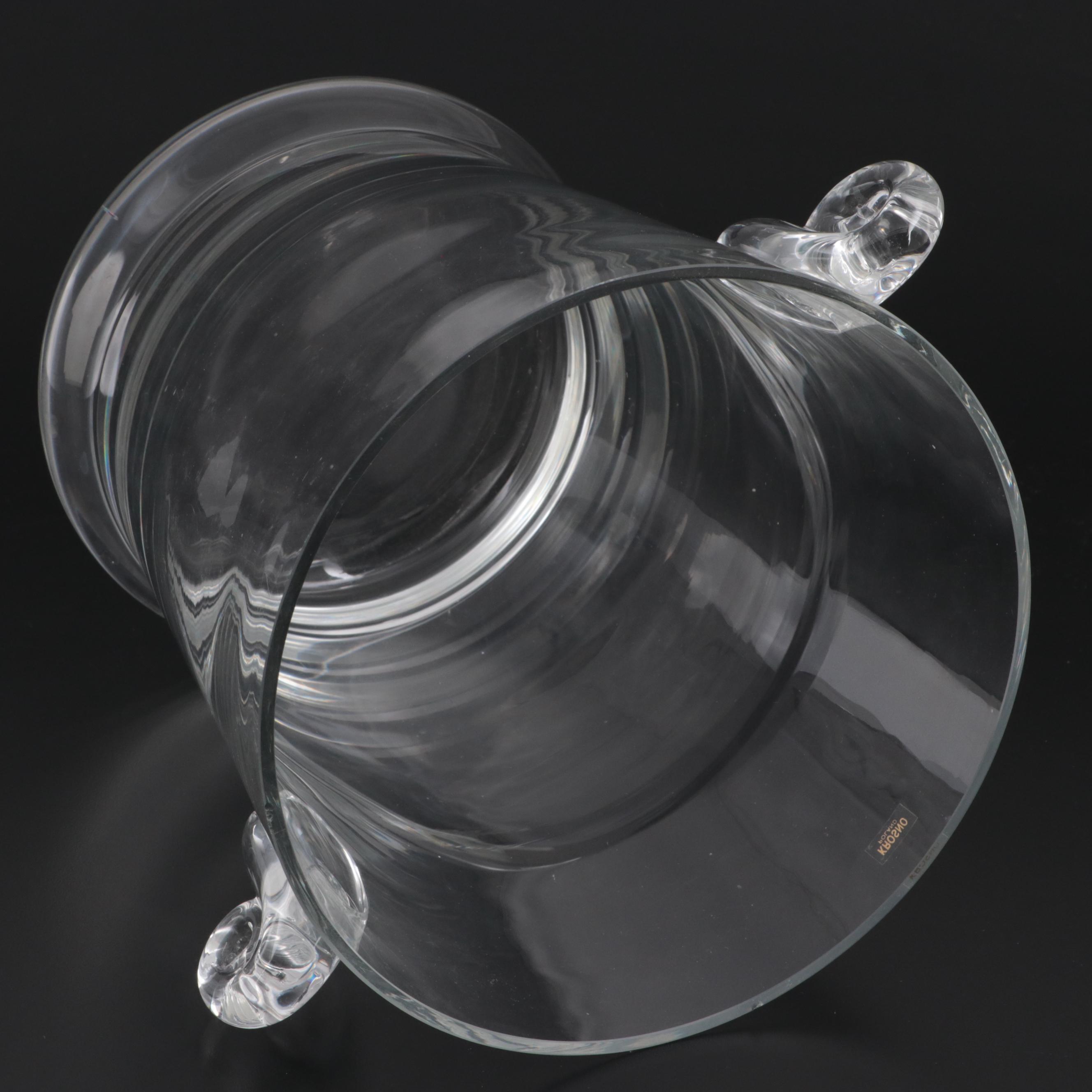 Krosno Handblown Scroll-Handled Glass Ice Bucket