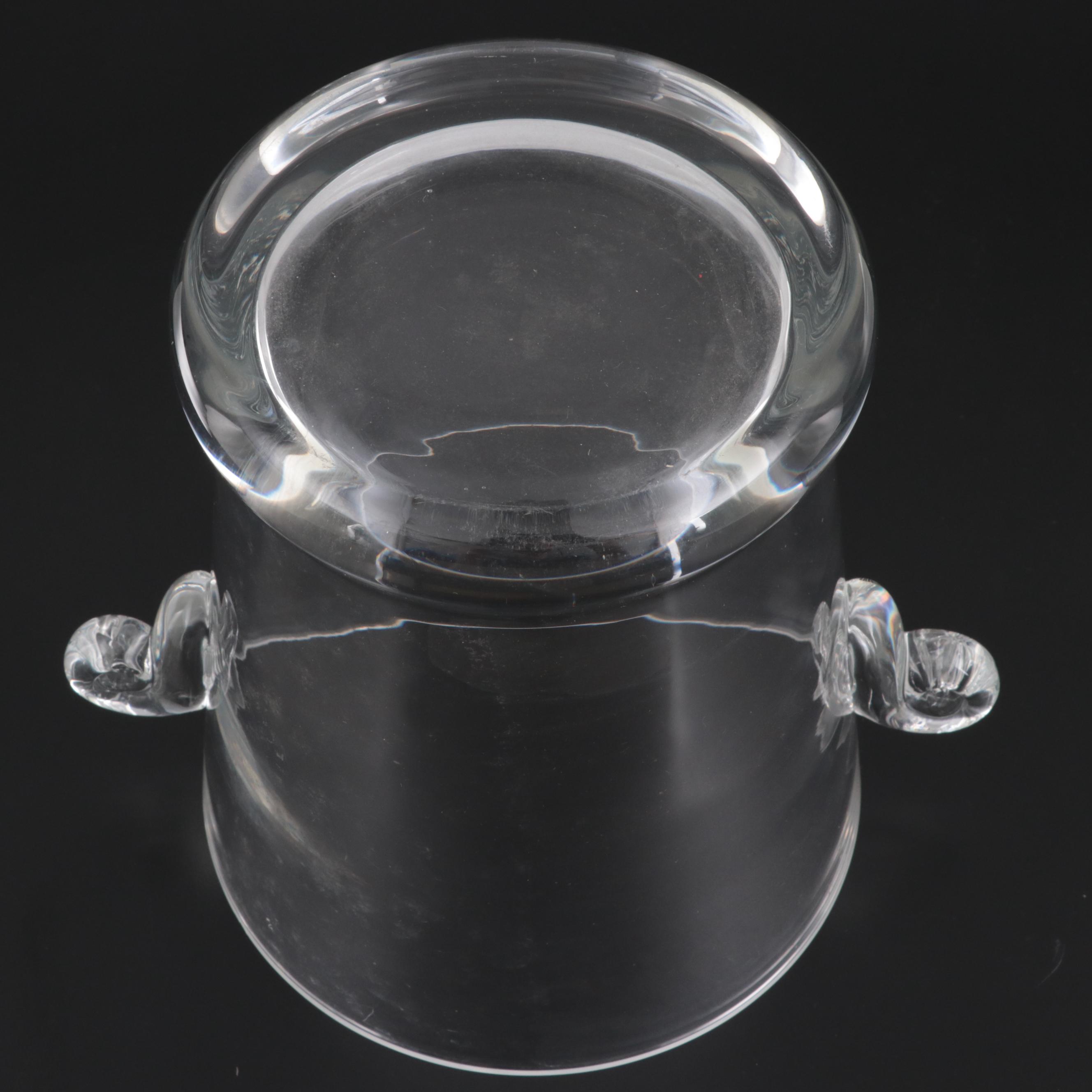 Krosno Handblown Scroll-Handled Glass Ice Bucket