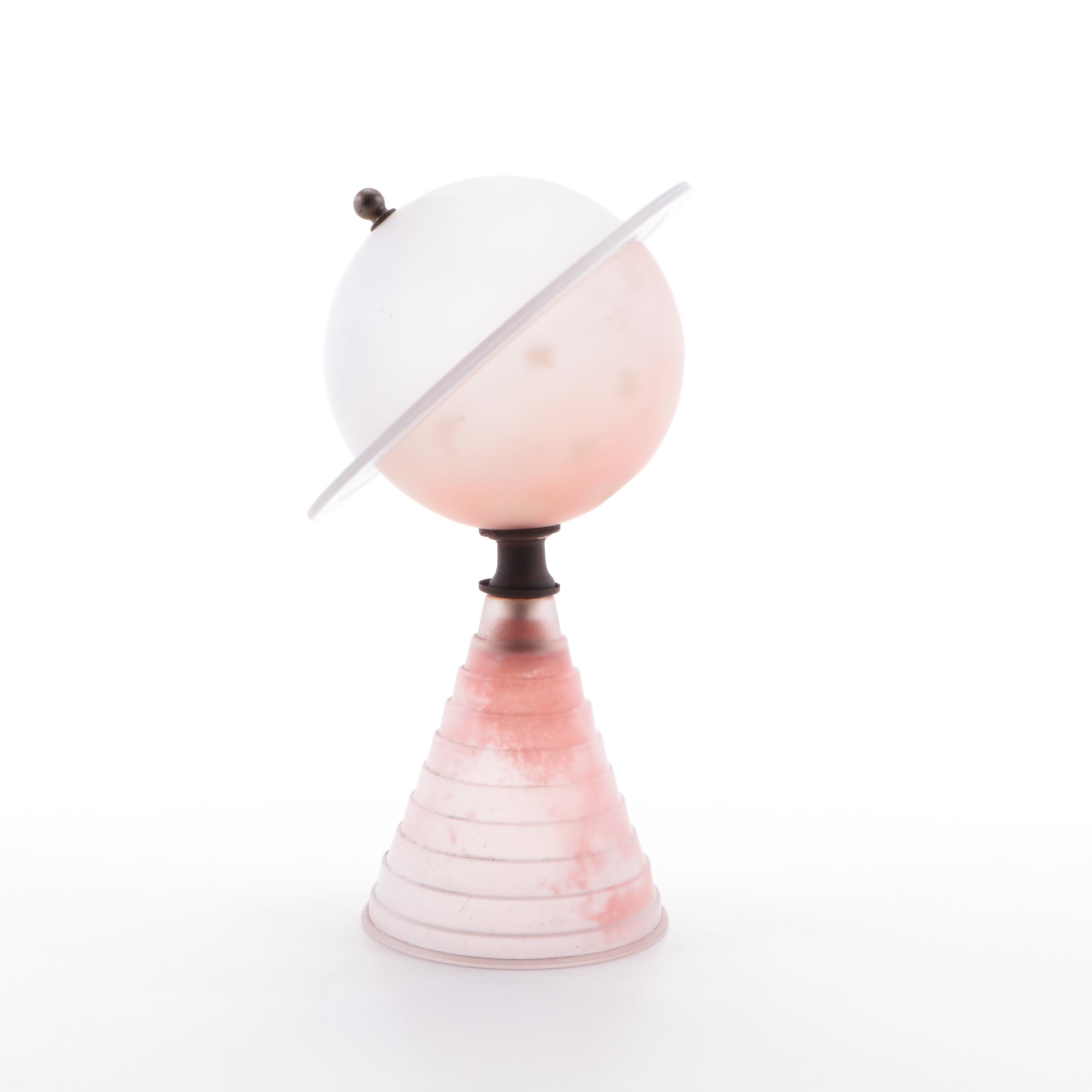 1939 World's Fair Frosted Glass "Saturn" Art Deco Desk Lamp