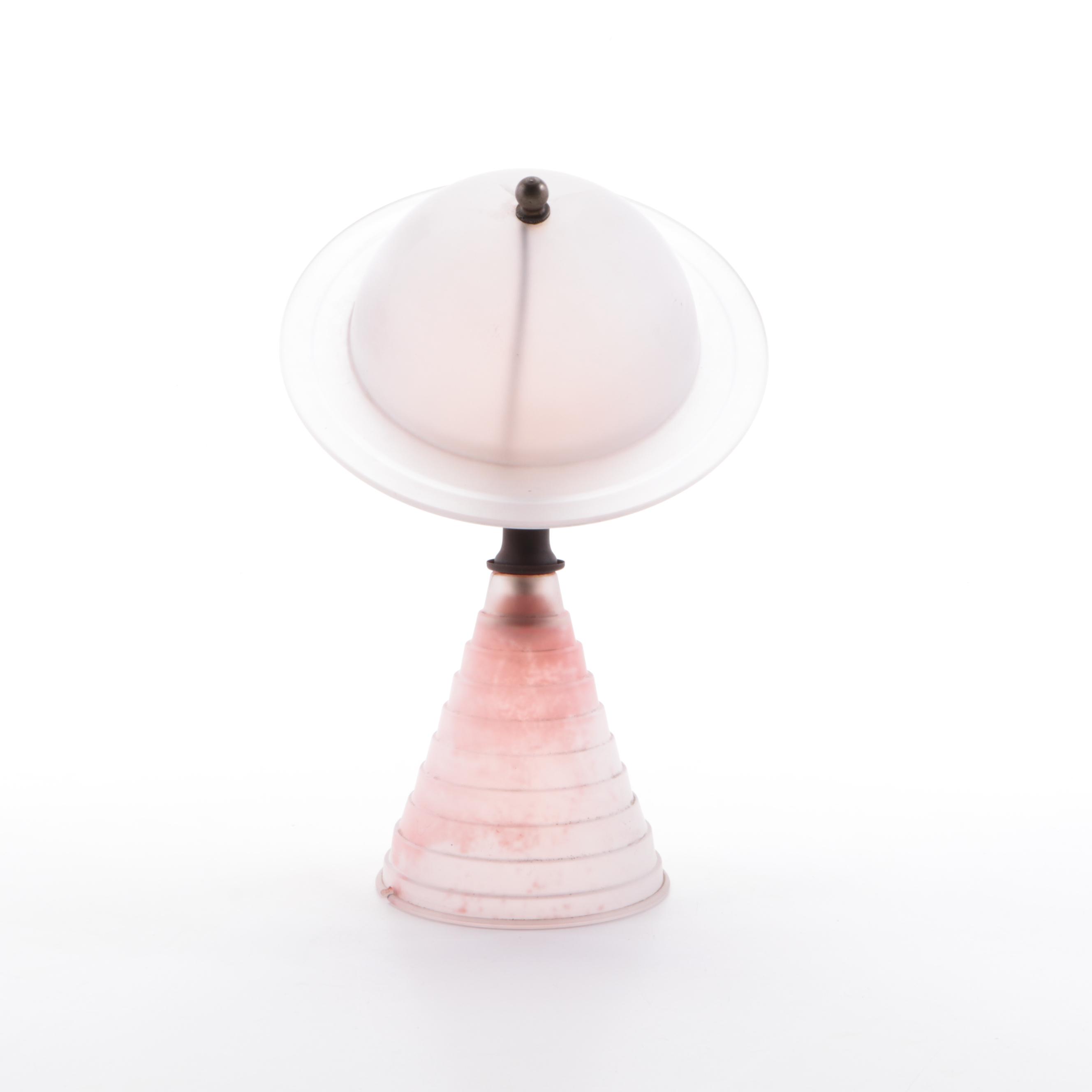 1939 World's Fair Frosted Glass "Saturn" Art Deco Desk Lamp