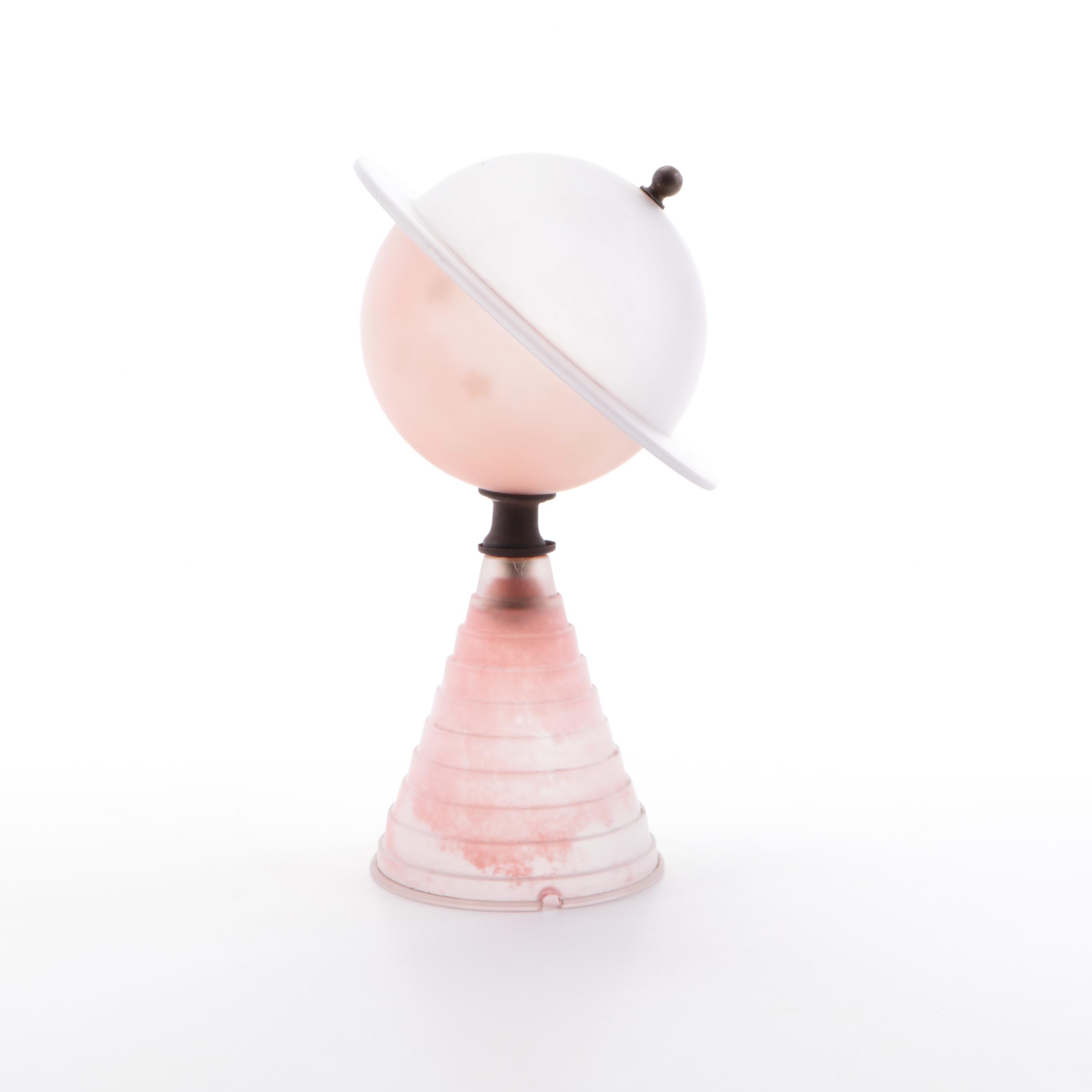 1939 World's Fair Frosted Glass "Saturn" Art Deco Desk Lamp