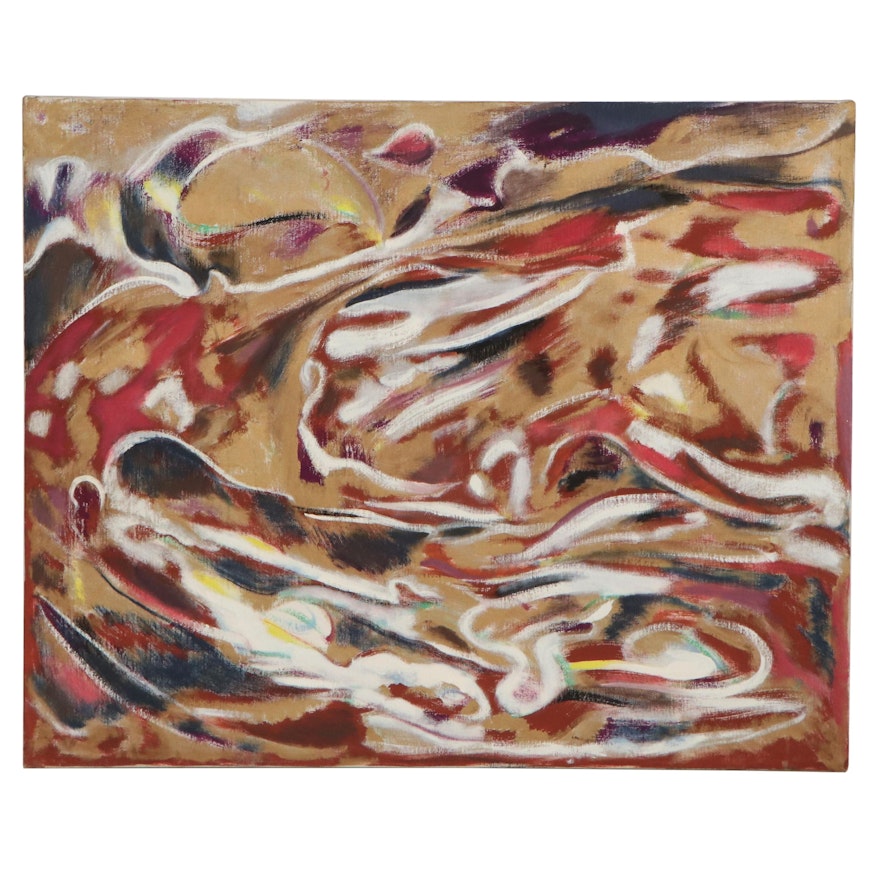 Ronald D. Newman Abstract Oil Painting "Gold Breezes"