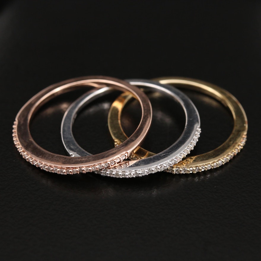 Sterling Diamond Stacking Rings