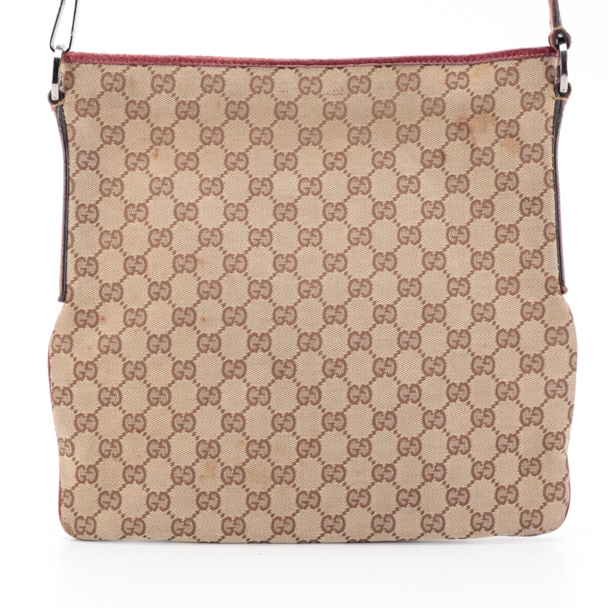 Gucci Crossbody Bag in GG Canvas with Leather Trim