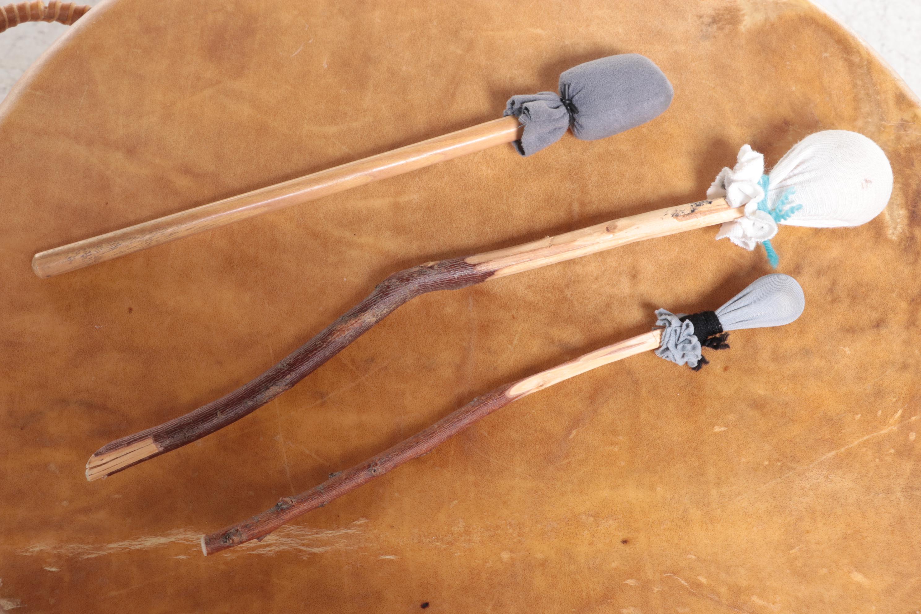 Double-Sided Hoop Drum with Wrought Metal Tripod Stand